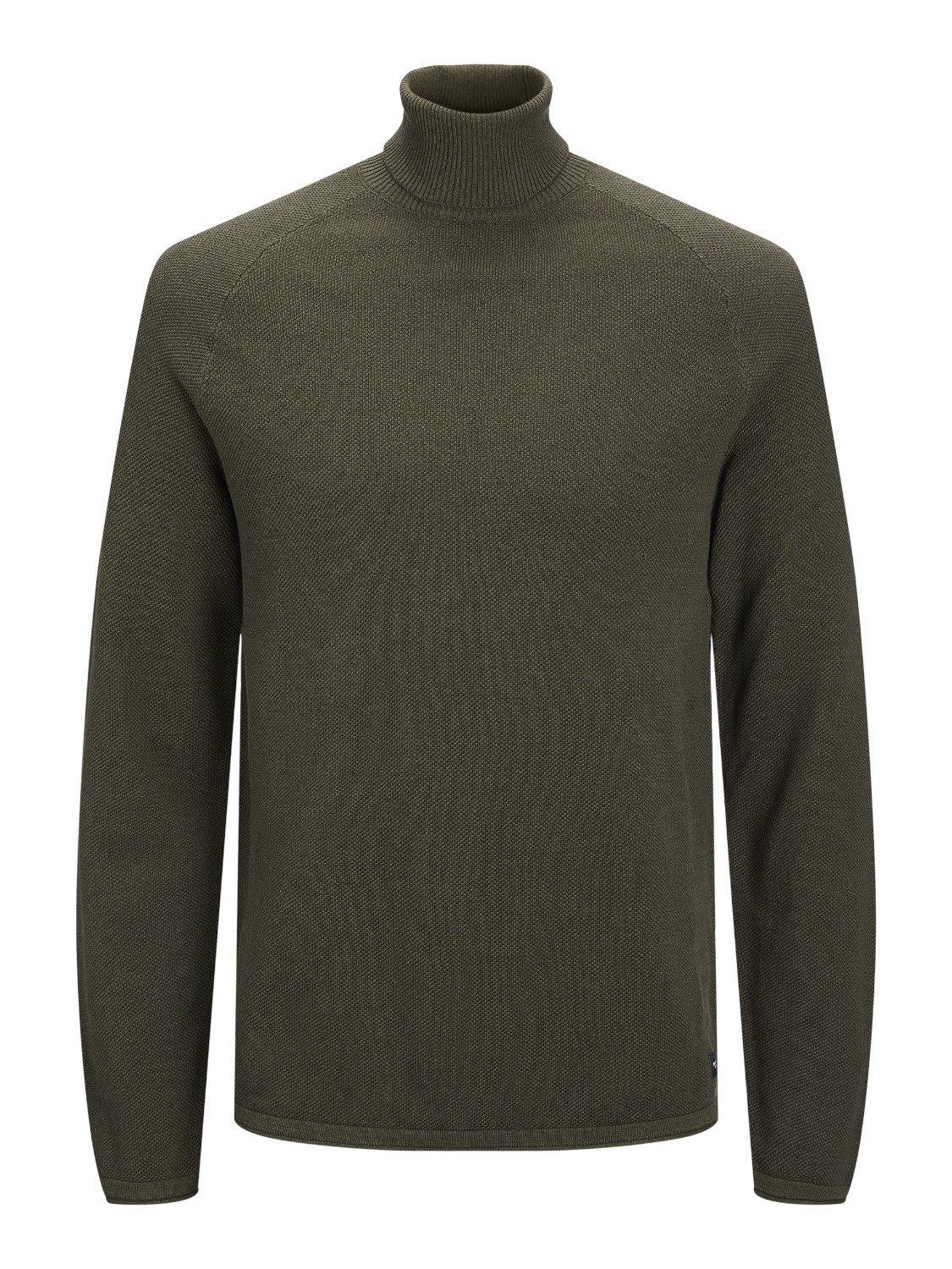 JACK & JONES Hill knit roll neck slim fit, heren pullover katoen met col, groen melange