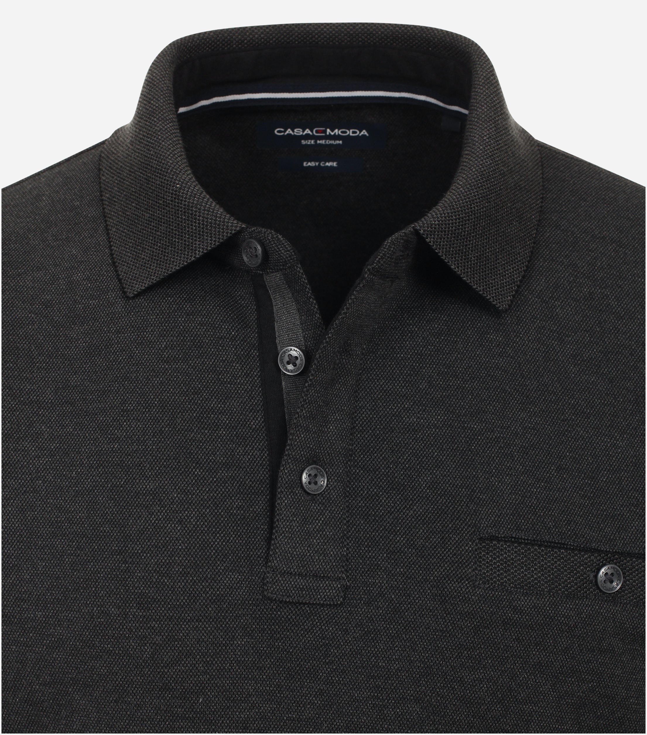 CASA MODA comfort fit polo lange mouw, antracietgrijs melange