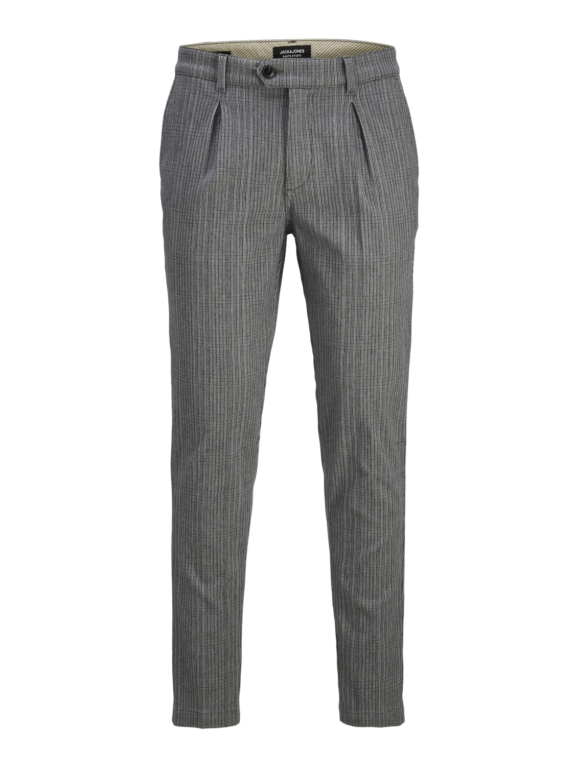 JACK & JONES Ace Harvey Winter Chino loose fit, heren chino, lichtgrijs melange geruit
