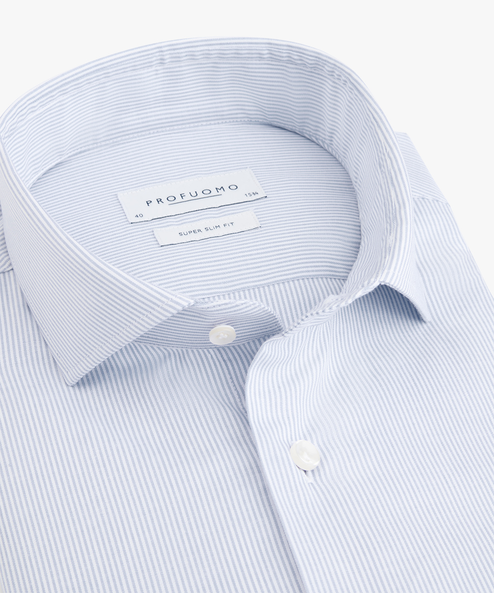 Profuomo super slim fit heren overhemd, popeline, blauw gestreept