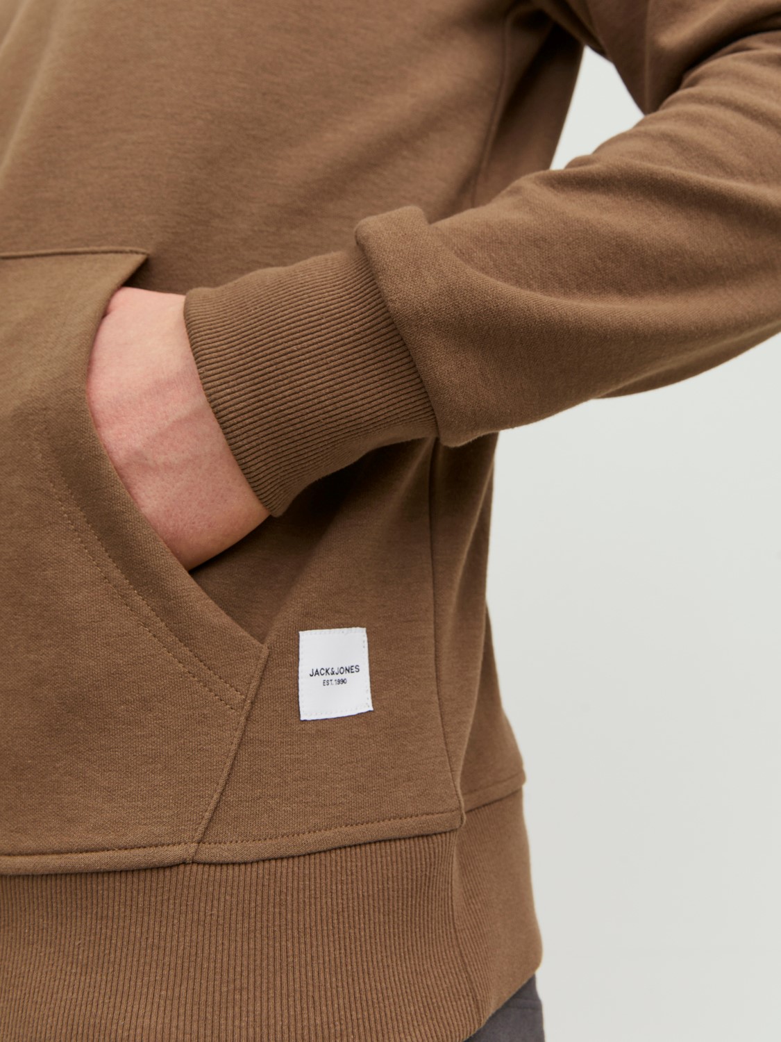 JACK & JONES Basic sweat hood regular fit, heren hoodie katoenmengsel met capuchon, camel bruin