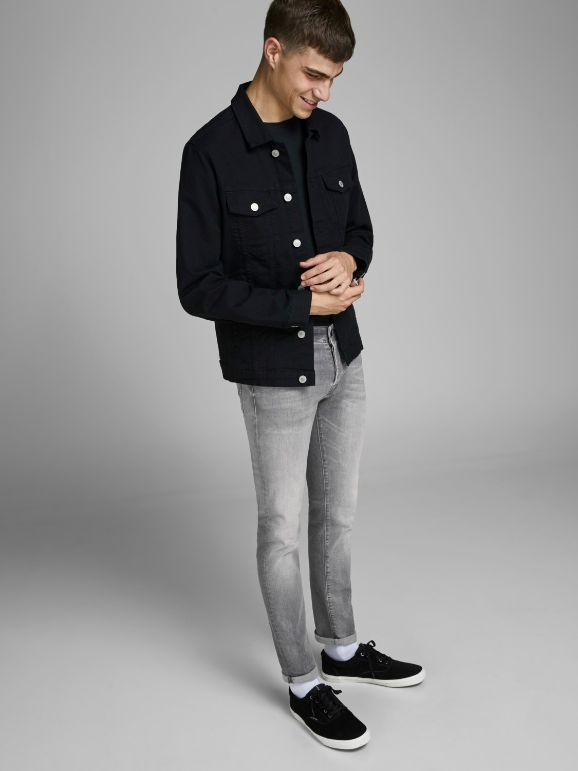 JACK & JONES Glenn Icon loose fit, heren jeans, grijs denim
