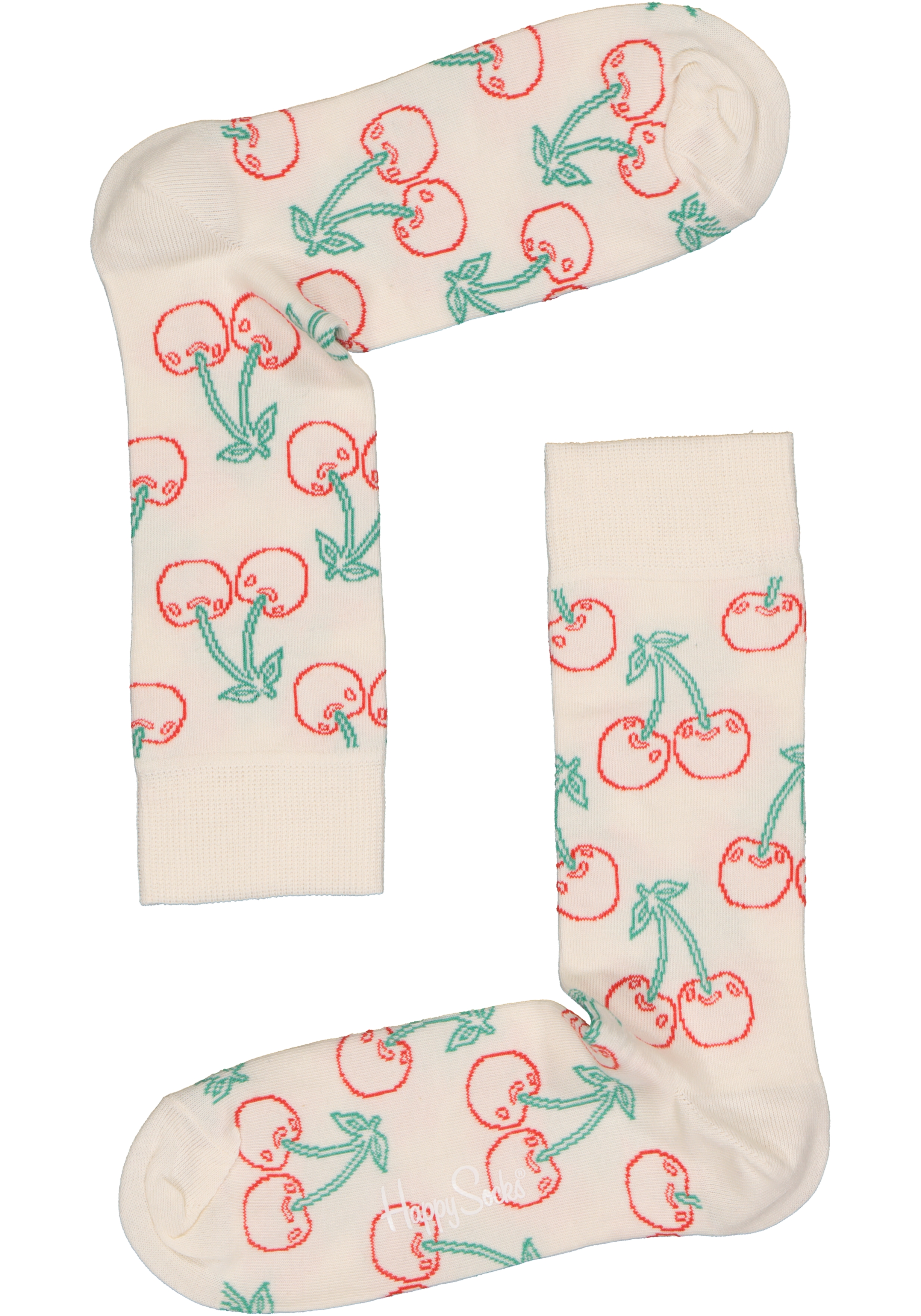 Happy Socks Cherry Sock, wit met rode kersen