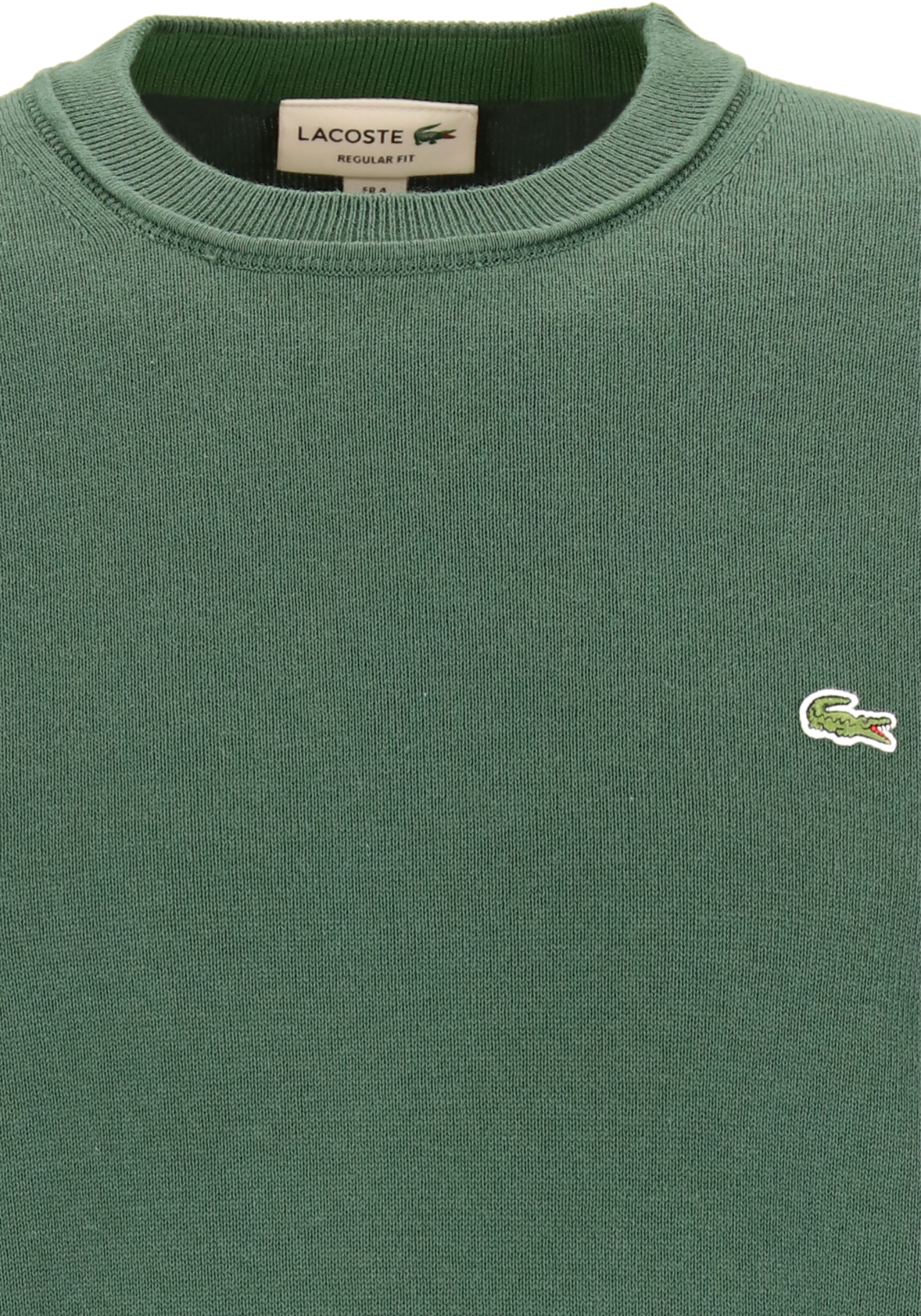 Lacoste trui katoen O-hals, gebreide heren trui, tuin groen