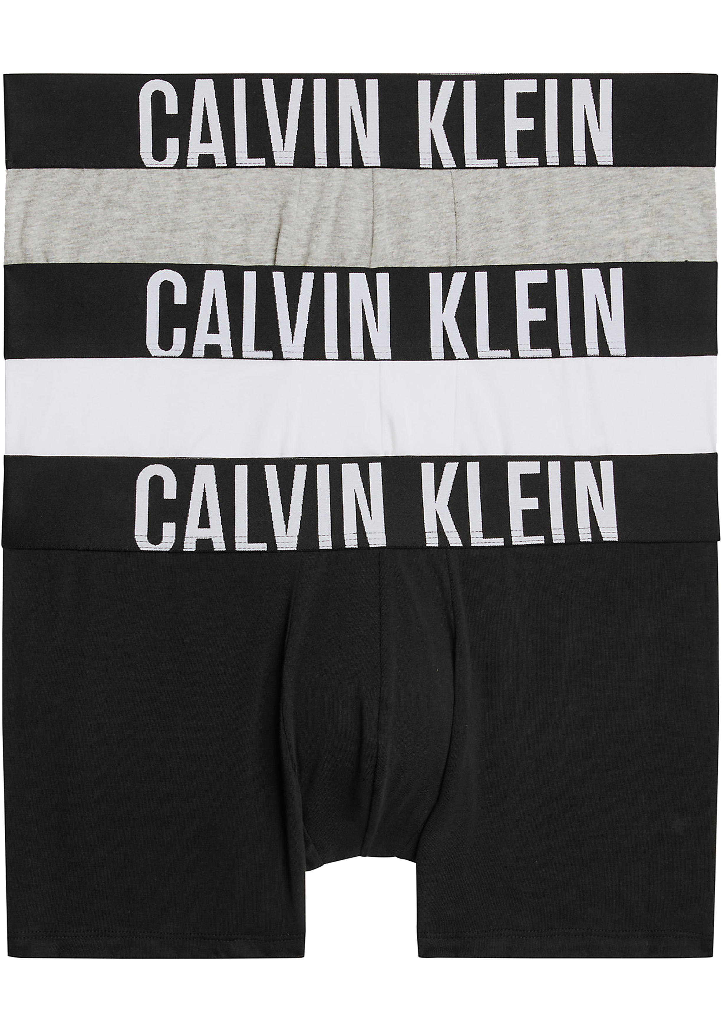 Calvin Klein Intense Power Cotton Trunks (3-pack), heren boxers normale lengte, zwart, wit, grijs