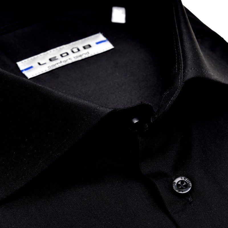 Ledub modern fit overhemd, zwart