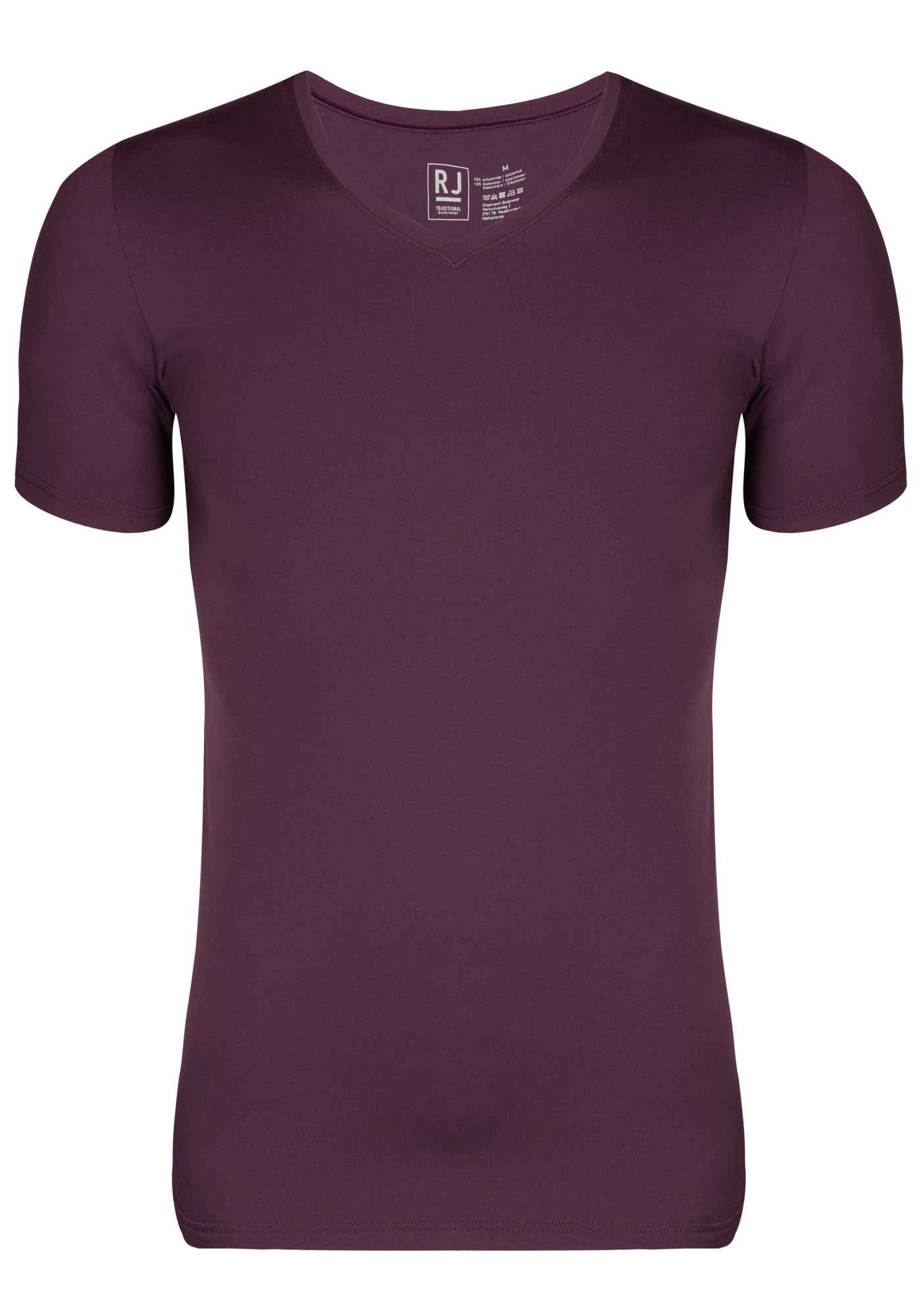 RJ Bodywear Pure Color T-shirt V-hals, aubergine microfiber
