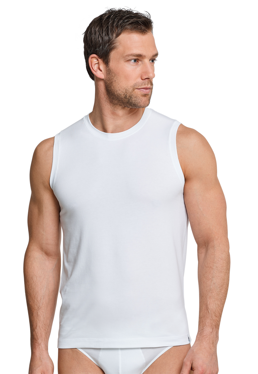 SCHIESSER Long Life Soft singlet (1-pack), heren onderhemd modieuze snit wit