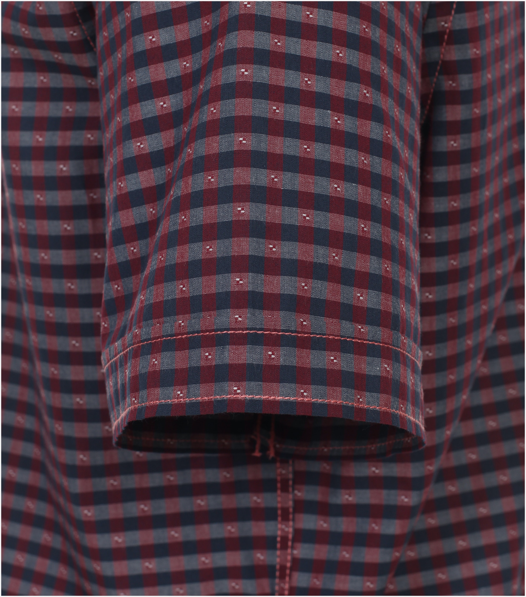 CASA MODA Sport casual fit overhemd, korte mouw, dobby, rood geruit