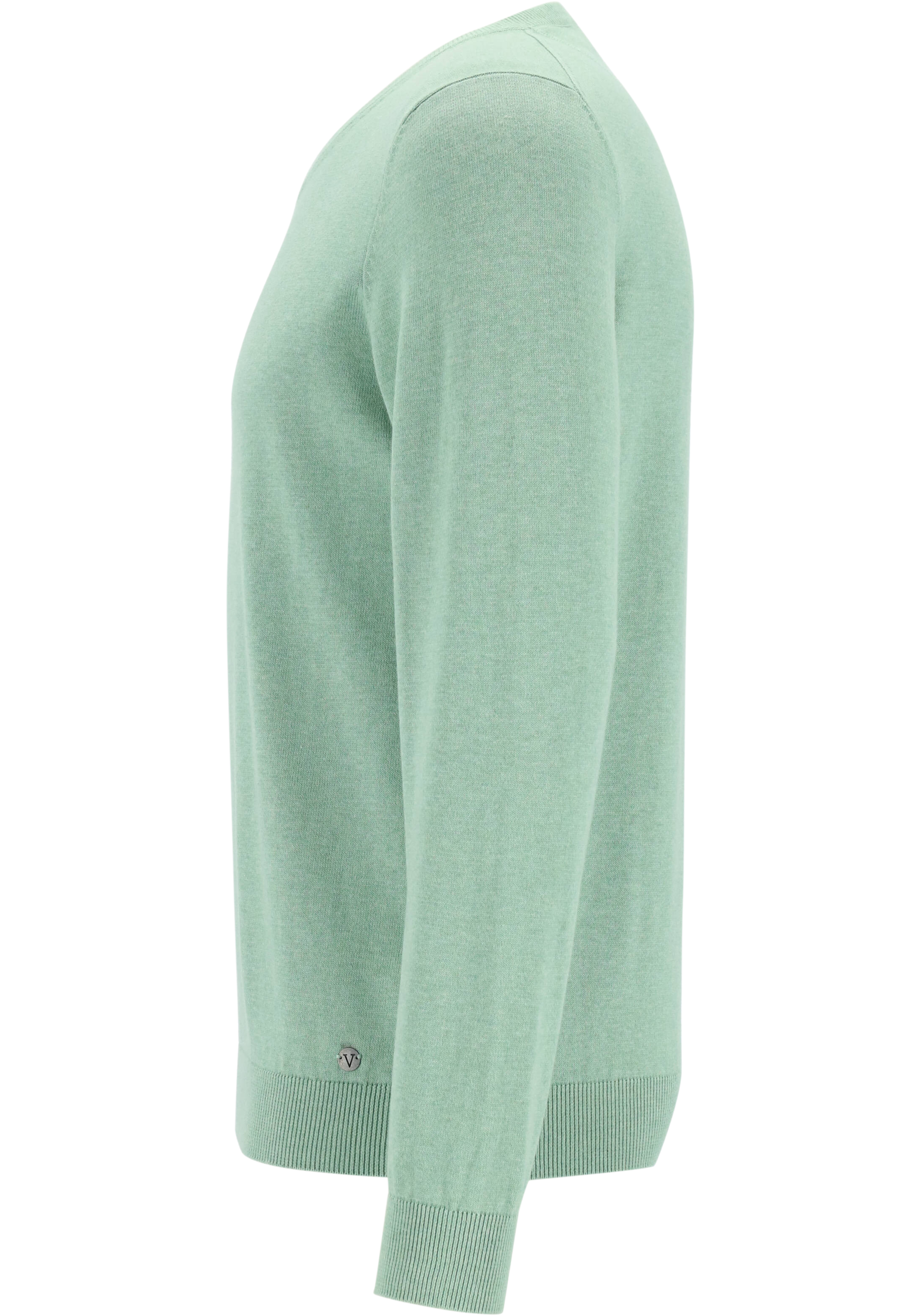 MARVELIS modern fit trui katoen, V-hals, messing groen