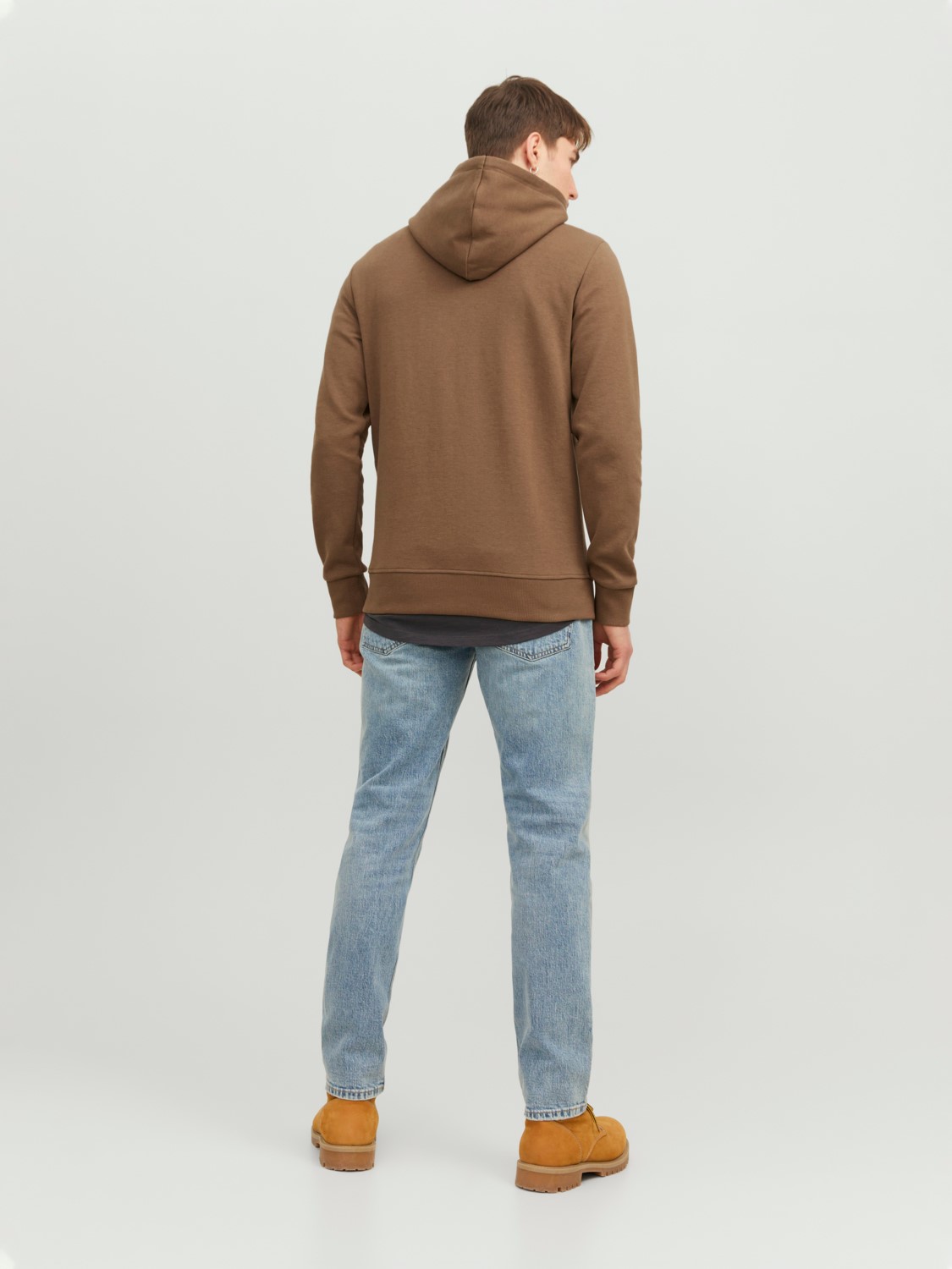 JACK & JONES Basic sweat hood regular fit, heren hoodie katoenmengsel met capuchon, camel bruin