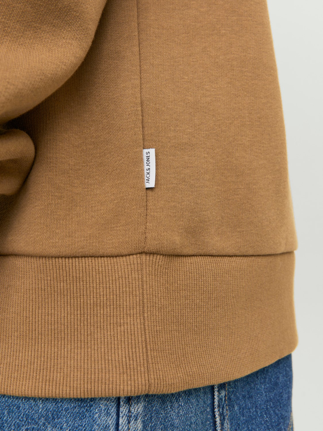 JACK & JONES Logo sweat hood regular fit, heren hoodie katoenmengsel met capuchon, camel bruin