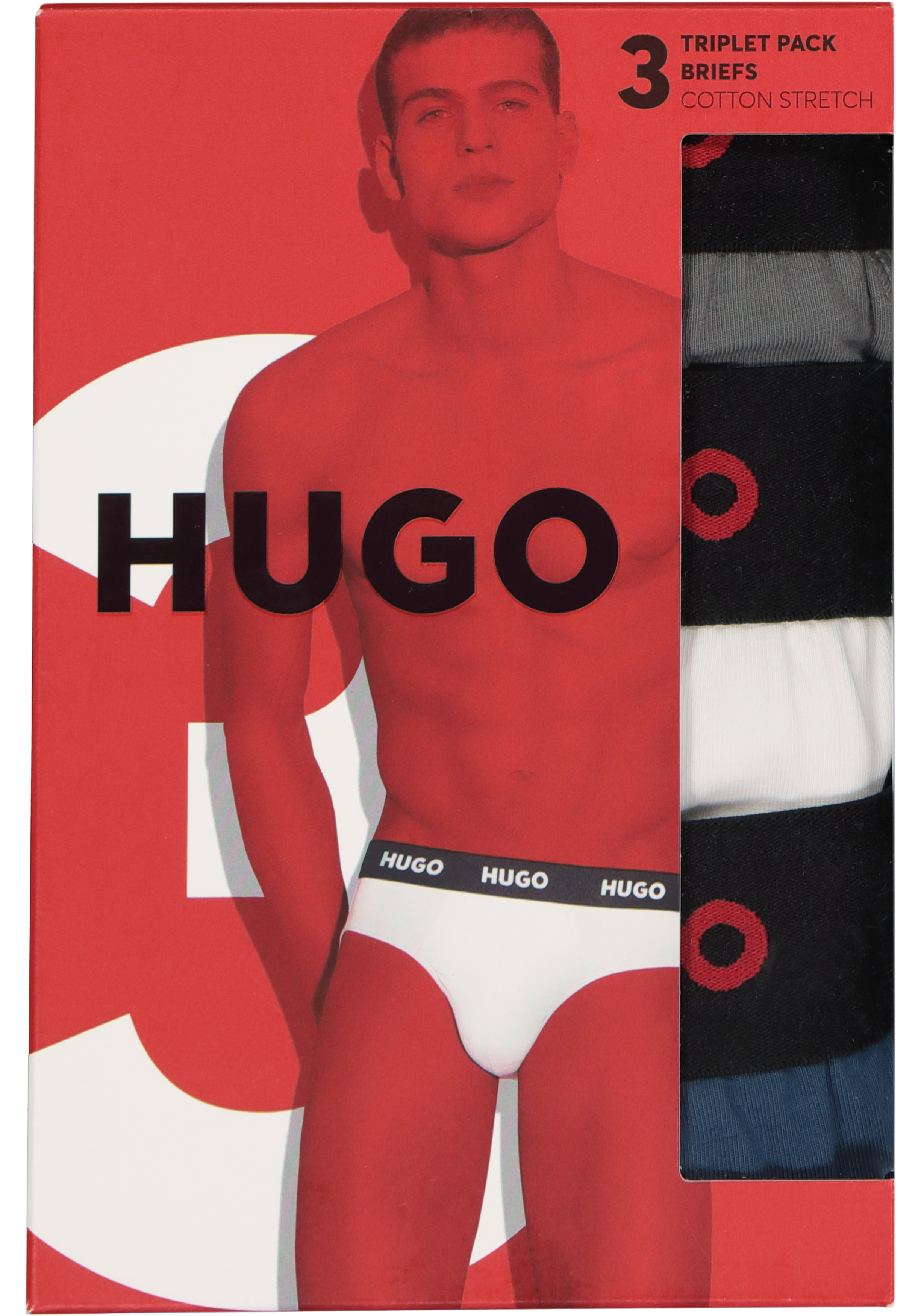 HUGO hipster briefs (3-pack), heren slips, multicolor (set met verschillende kleuren)