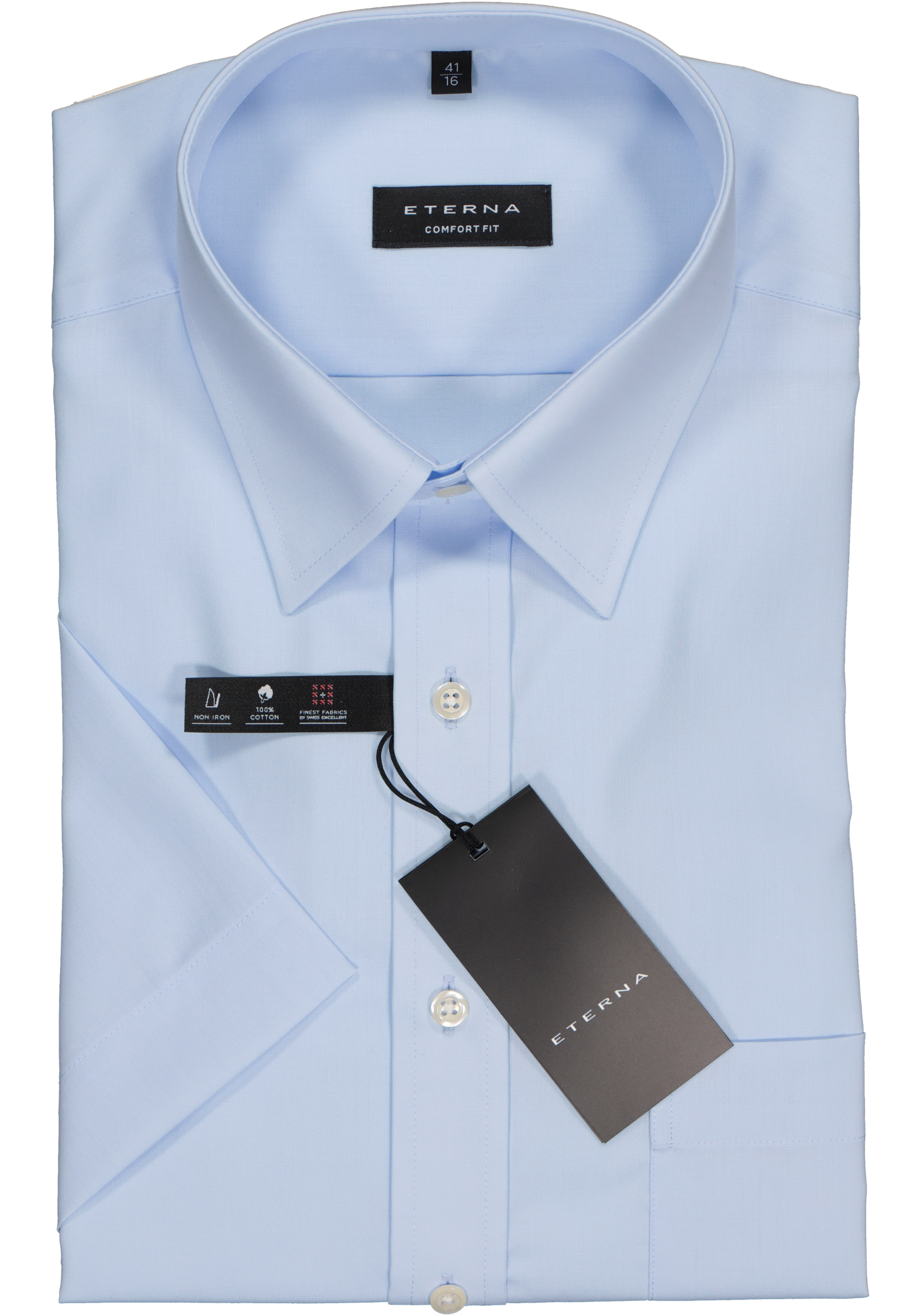 ETERNA comfort fit overhemd, korte mouw, poplin heren overhemd, blauw