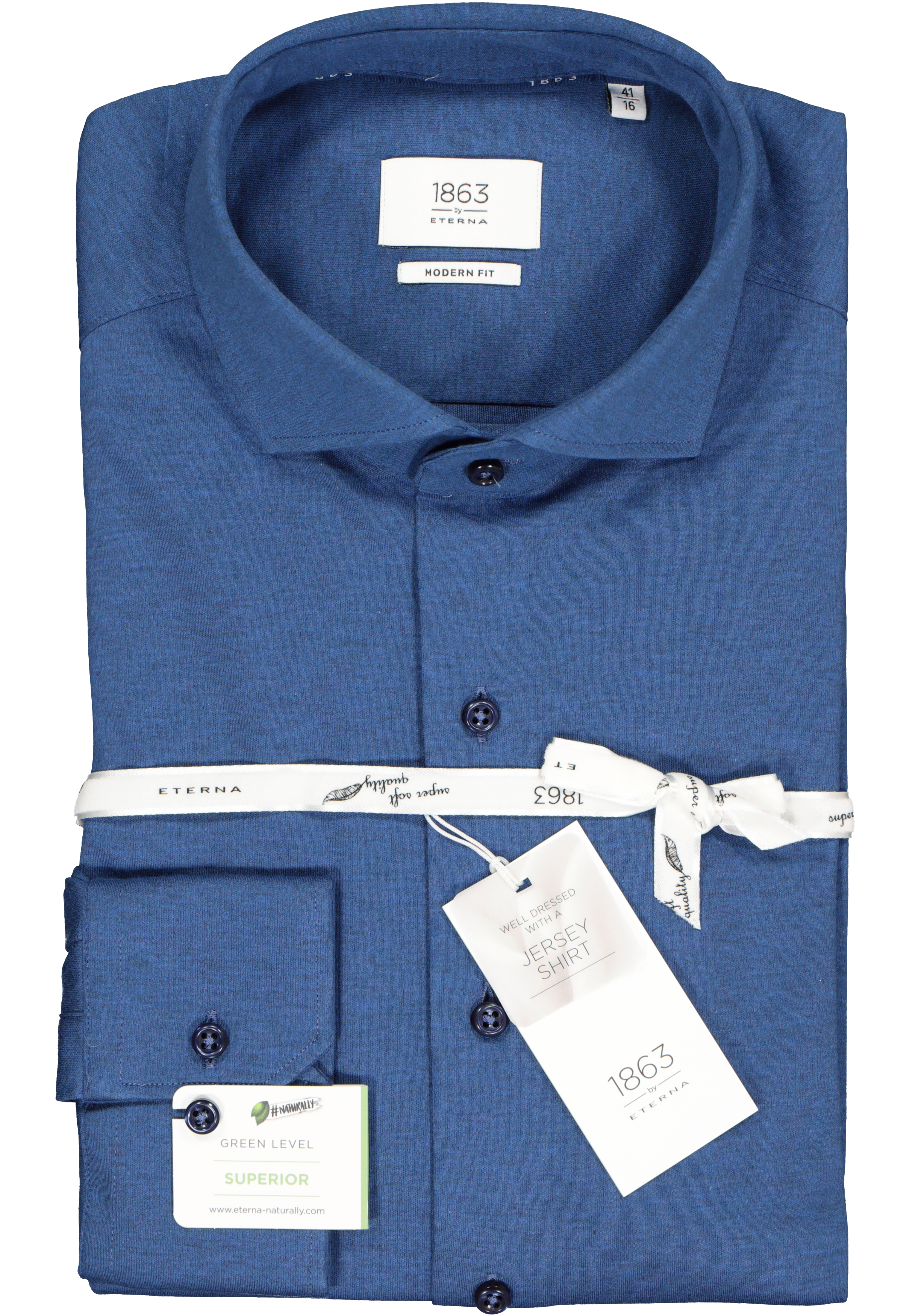 ETERNA modern fit overhemd, jersey heren overhemd, jeansblauw