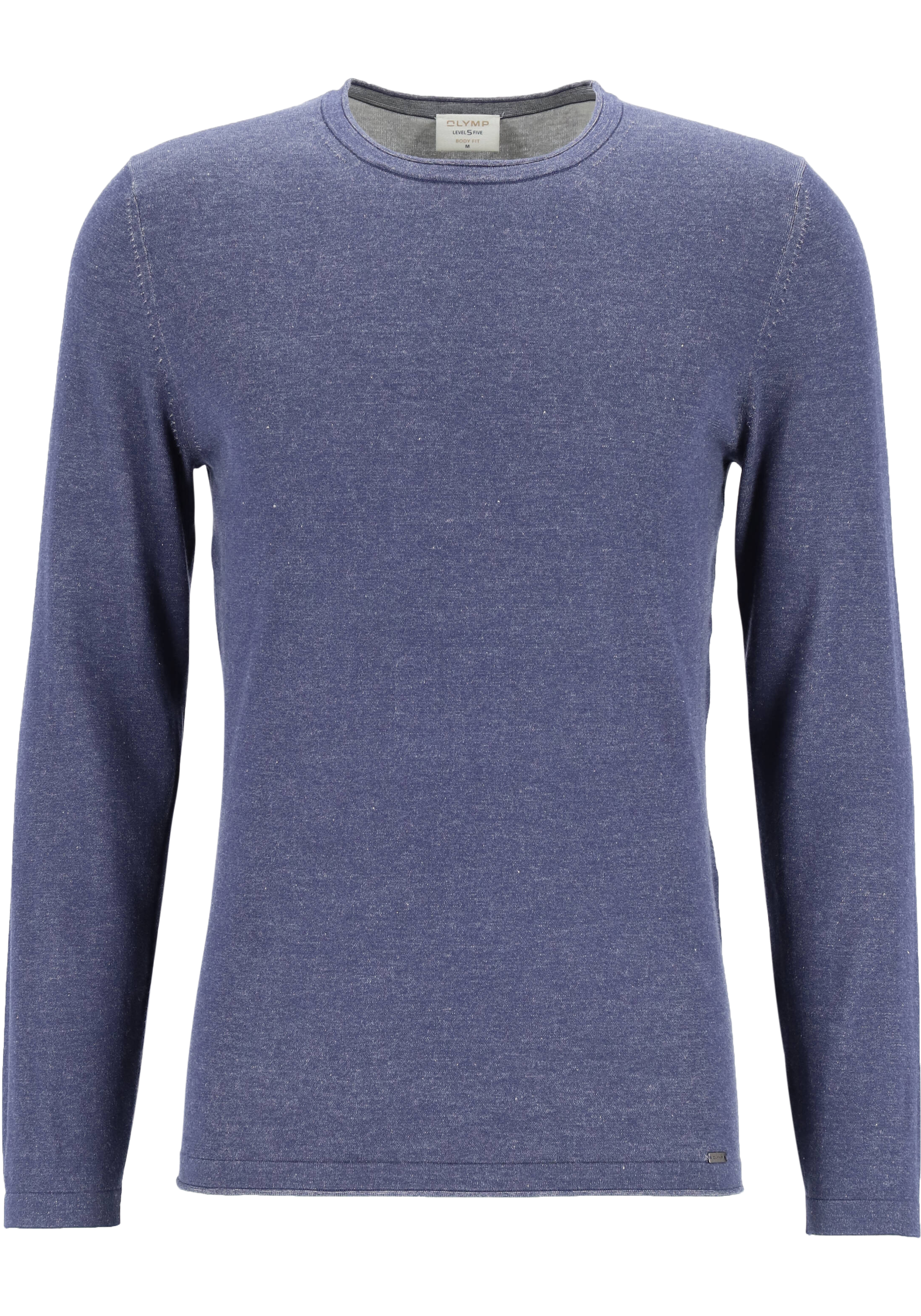 OLYMP Level 5 body fit trui katoen, O-hals, marine blauw