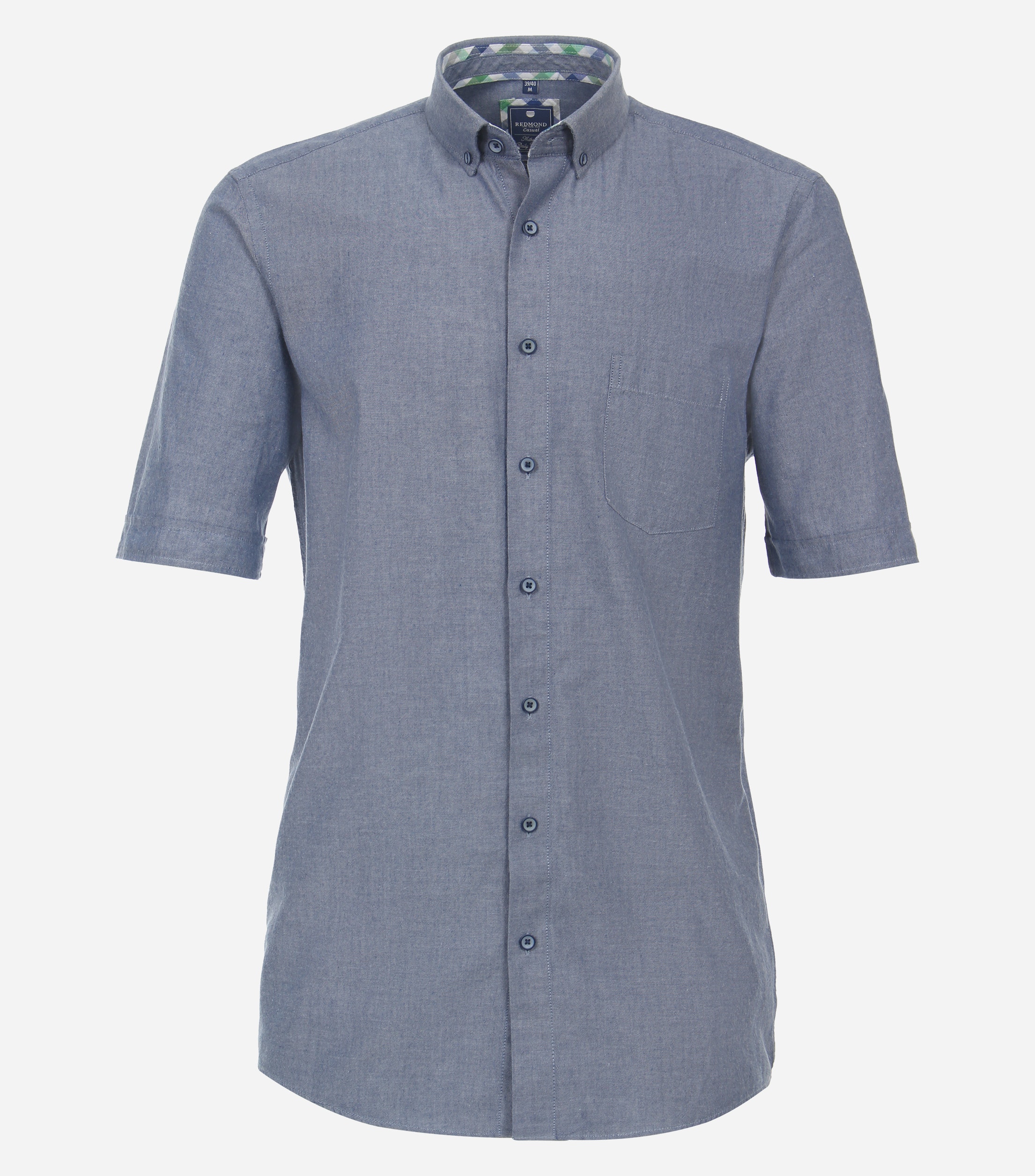 Redmond comfort fit overhemd, korte mouw, popeline, blauw