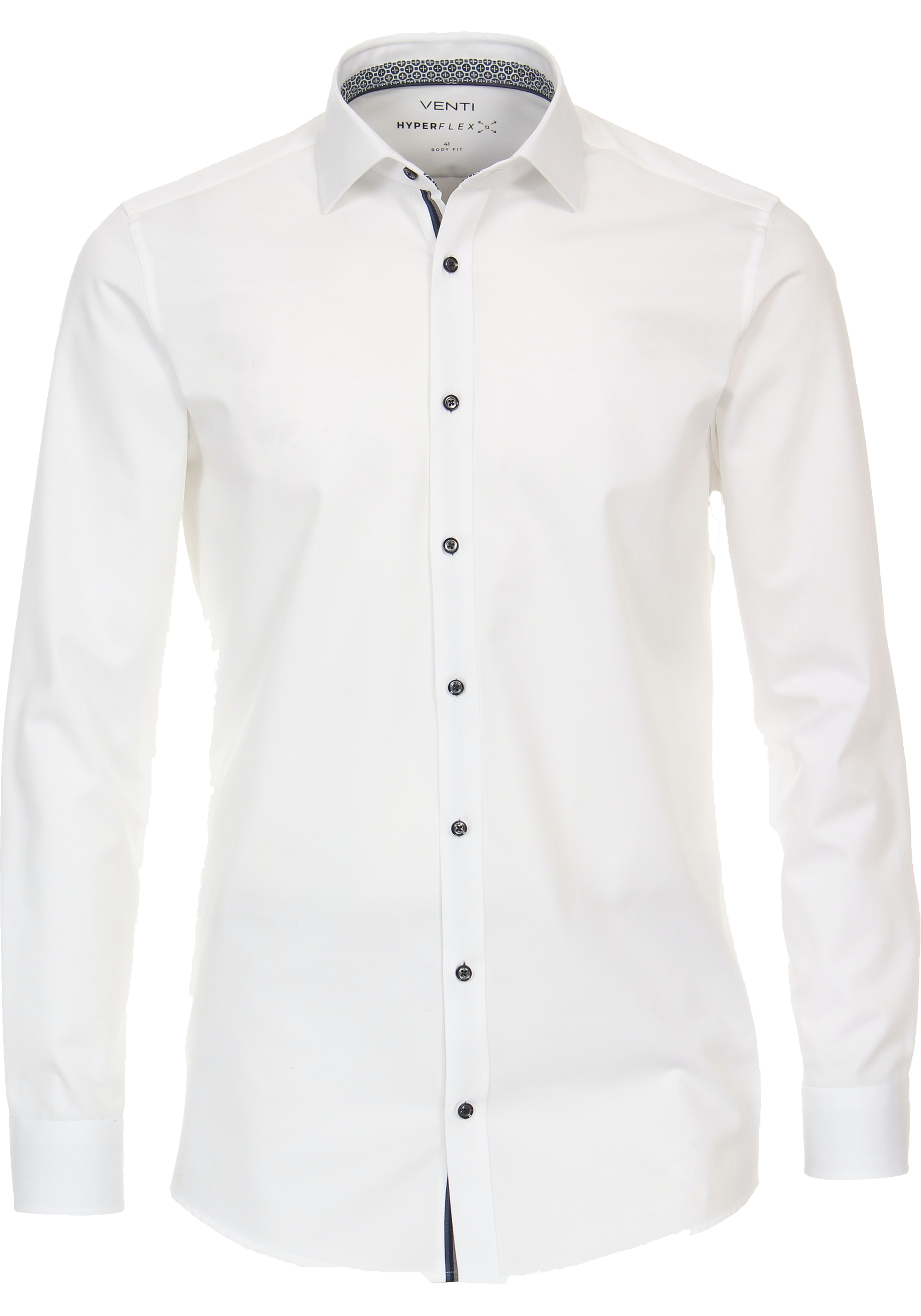 VENTI body fit overhemd, twill, wit