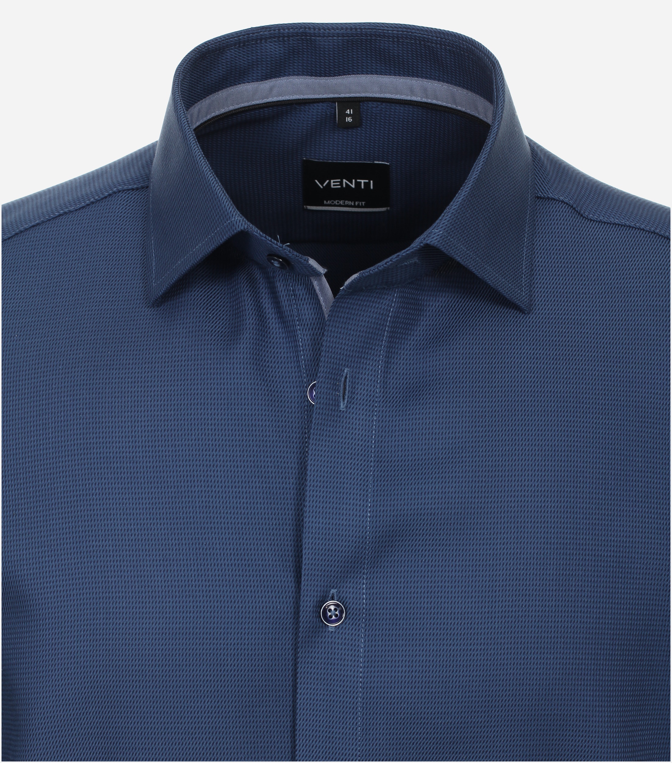 VENTI modern fit overhemd, korte mouw, dobby, blauw