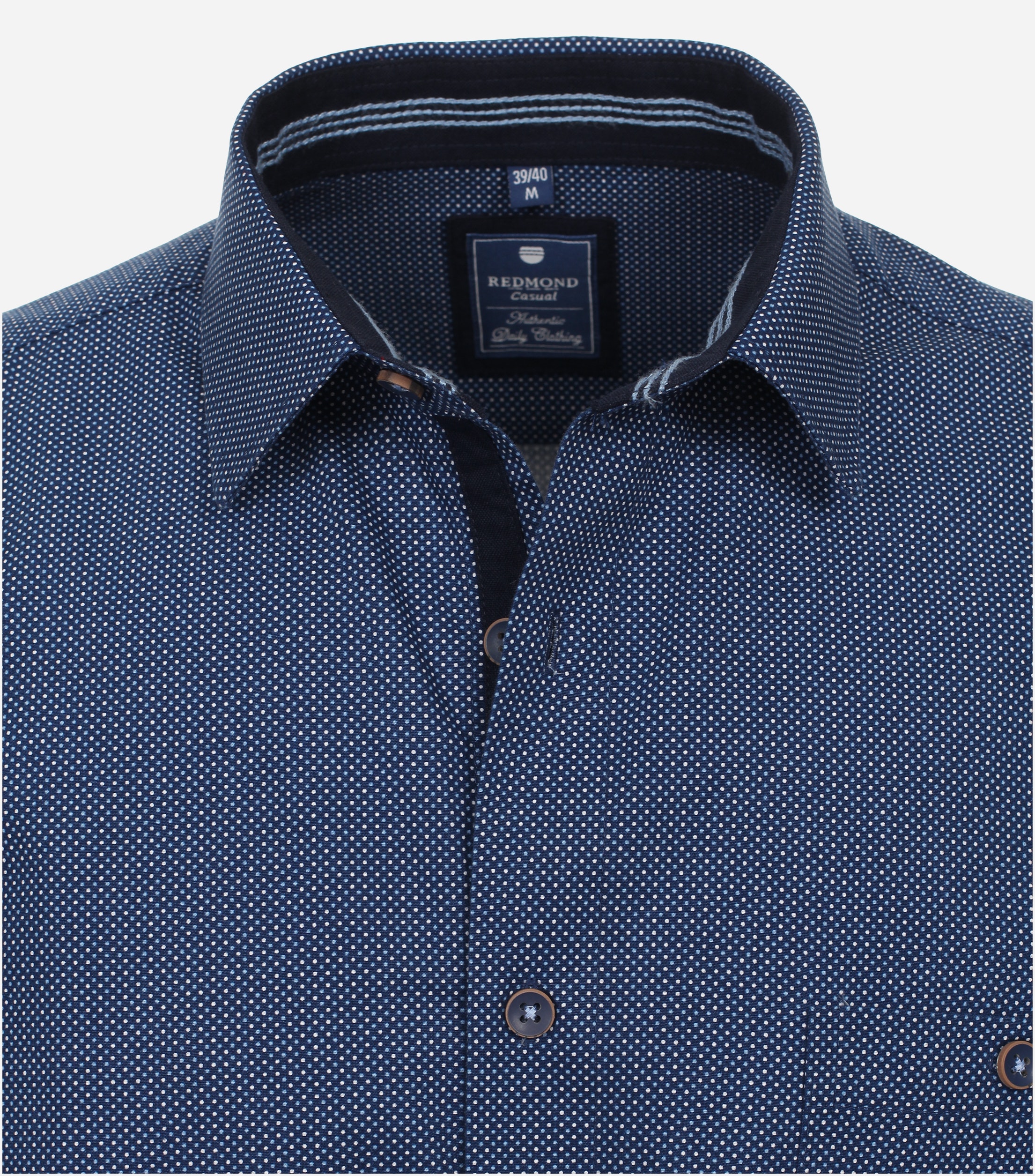 Redmond comfort fit overhemd, popeline, blauw dessin