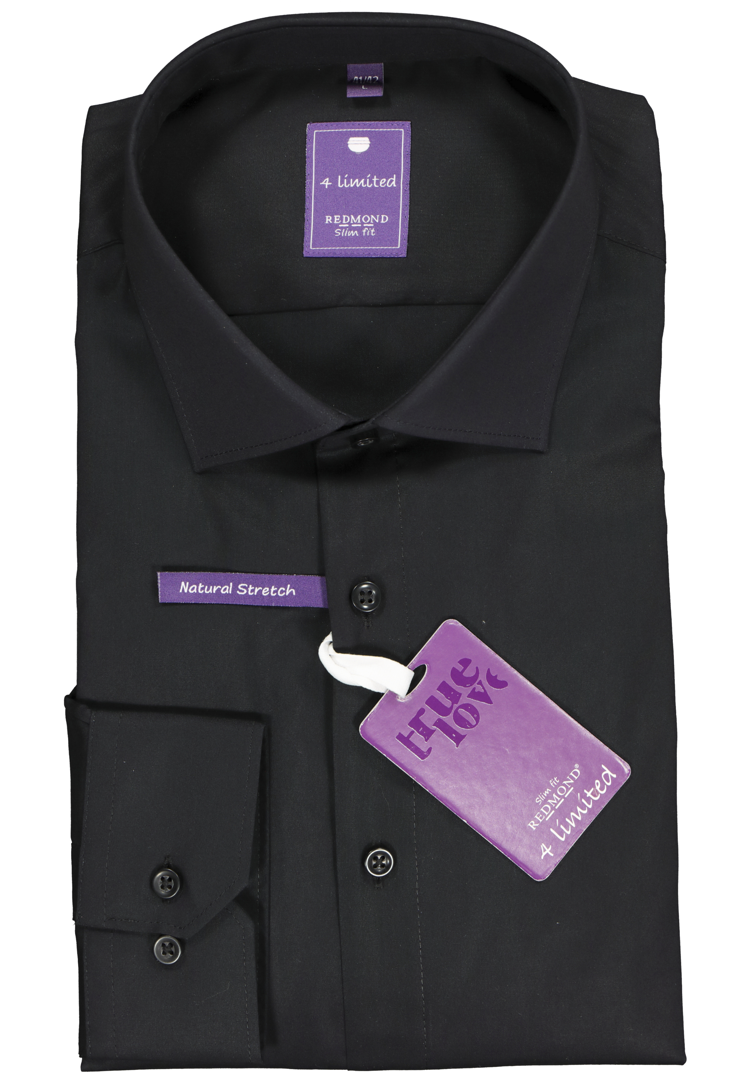 Redmond slim fit overhemd, zwart
