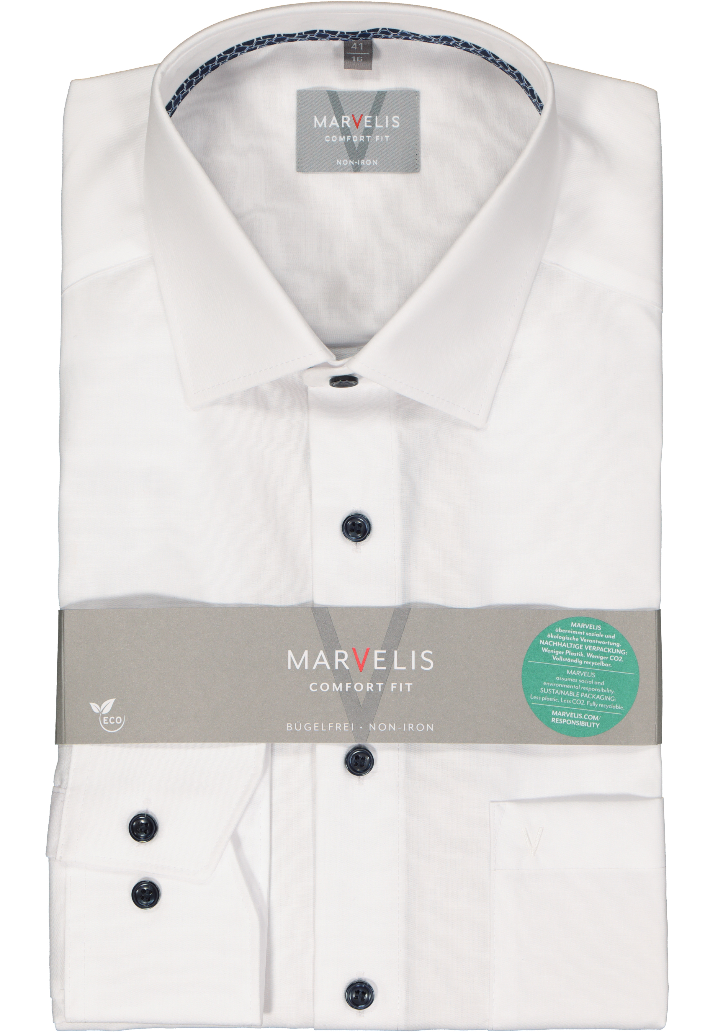 MARVELIS comfort fit overhemd, structuur, wit