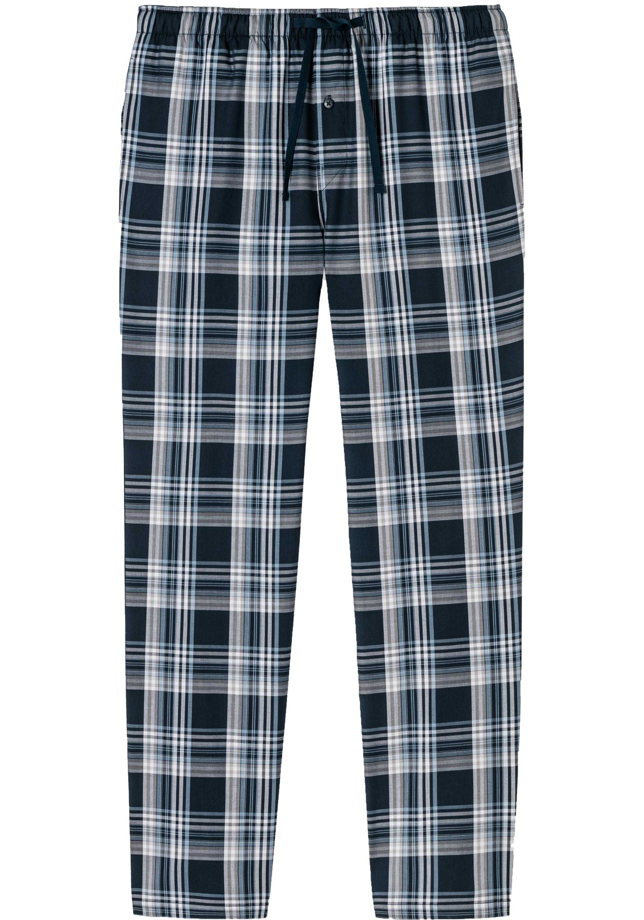 SCHIESSER Mix+Relax lounge broek, lange pijpen, dun niet elastisch, blauw geruit