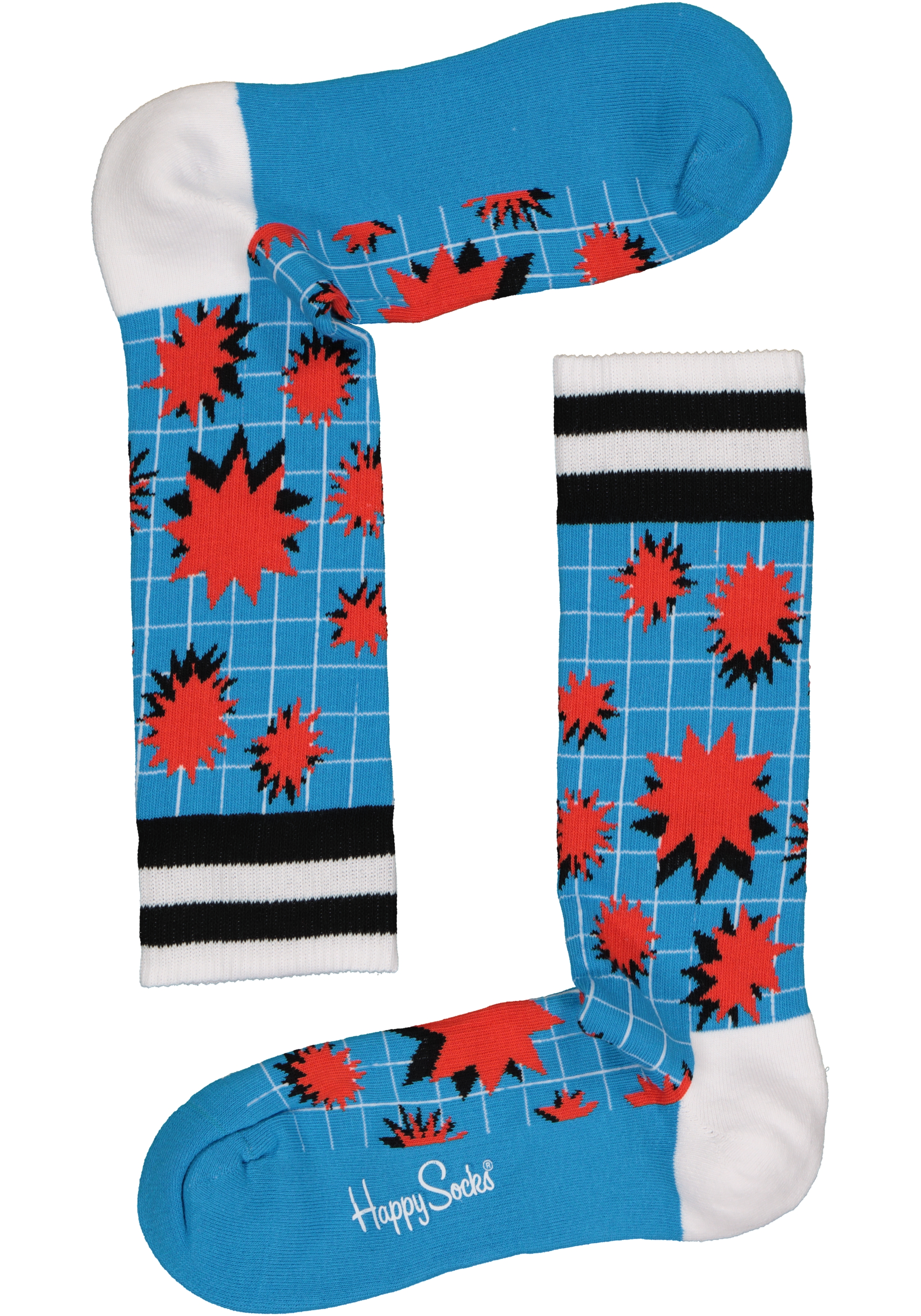 Happy Socks Explosion Crew Sock, explosief blauw