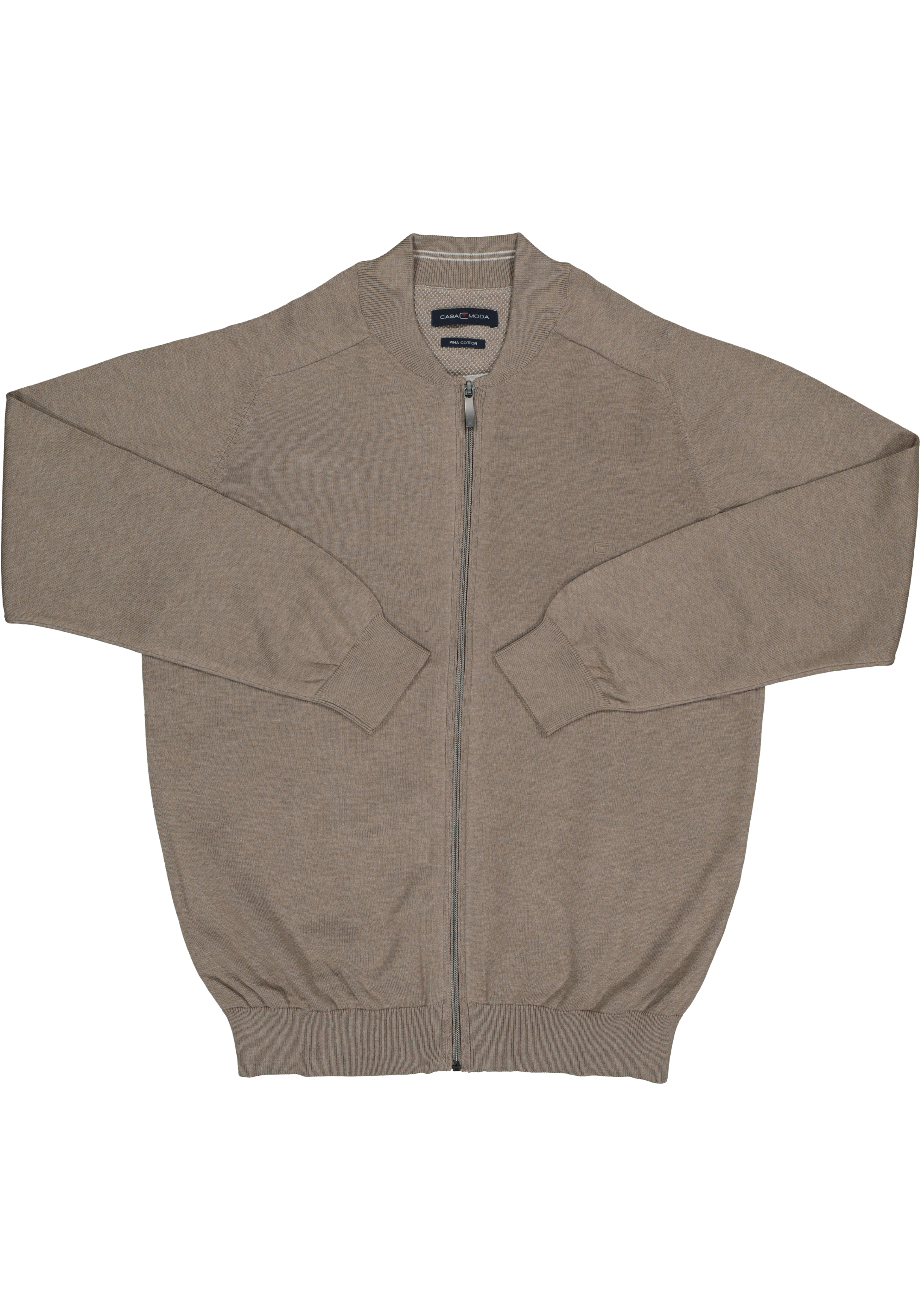CASA MODA heren vest katoen, met rits, kaki