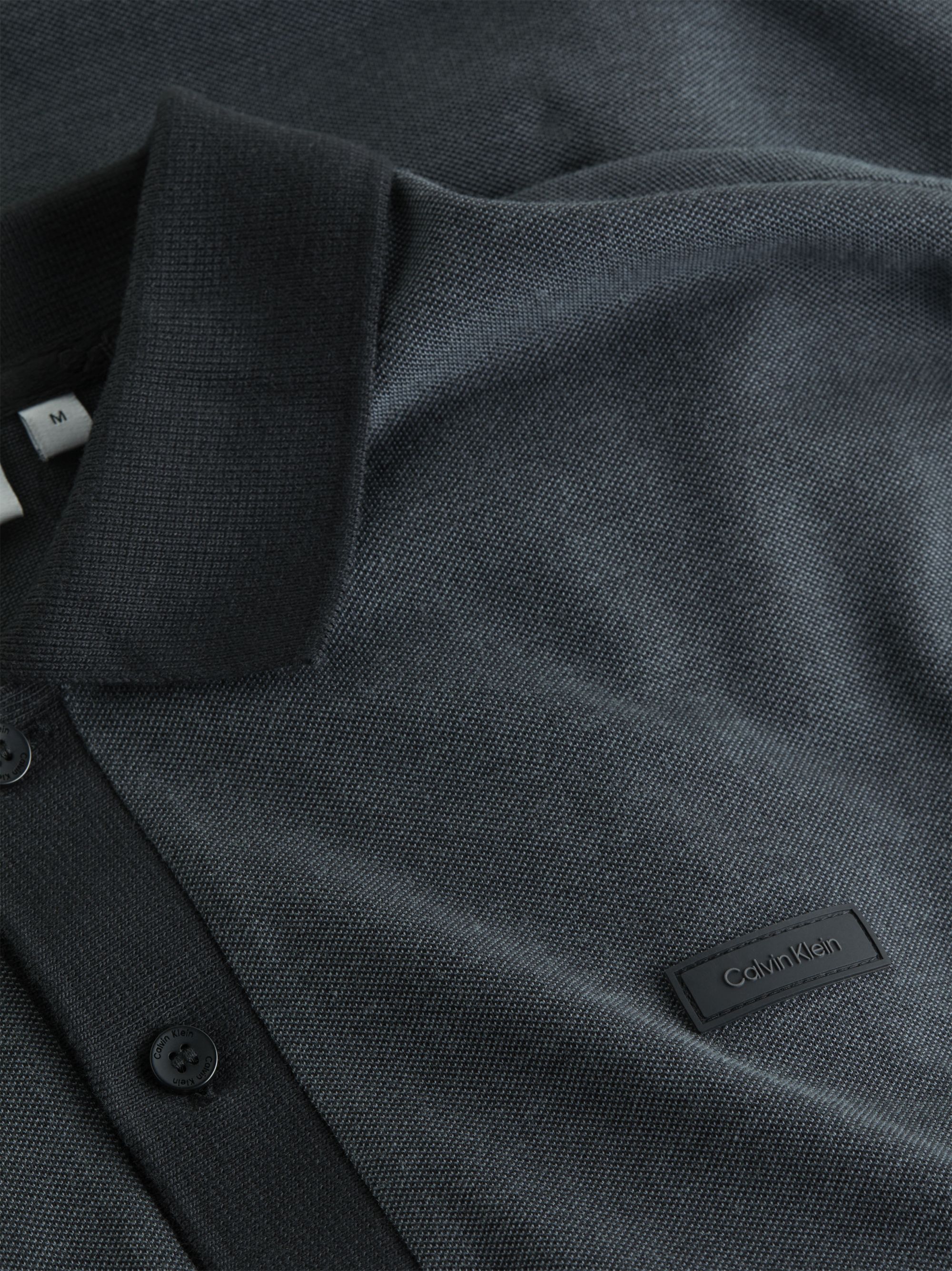 Calvin Klein Two Tone Micro Structure Slim Polo, heren poloshirt, antraciet grijs melange