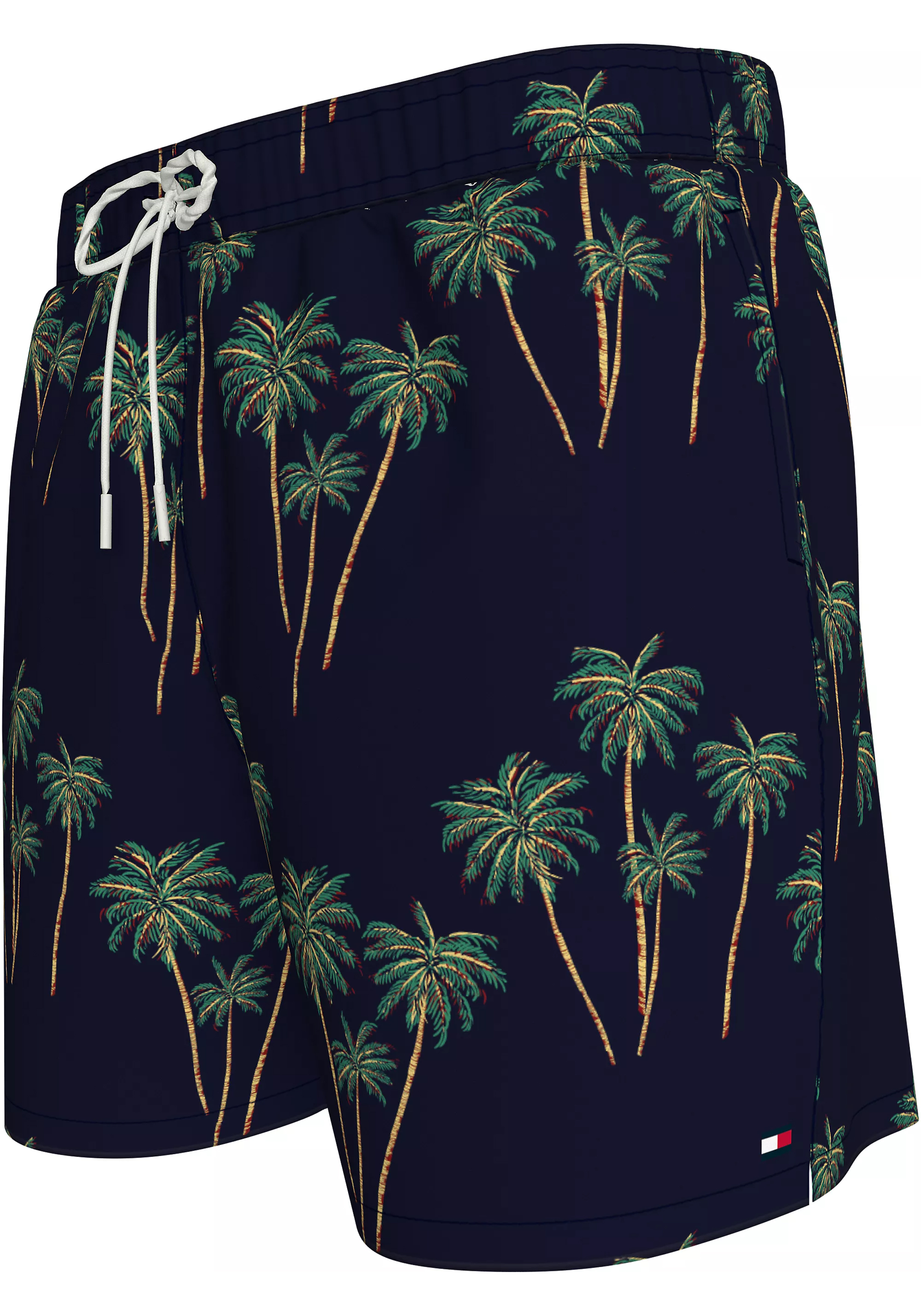 Tommy Hilfiger Medium Drawstring swimshort, heren zwembroek, donkerblauw met palmbomen print
