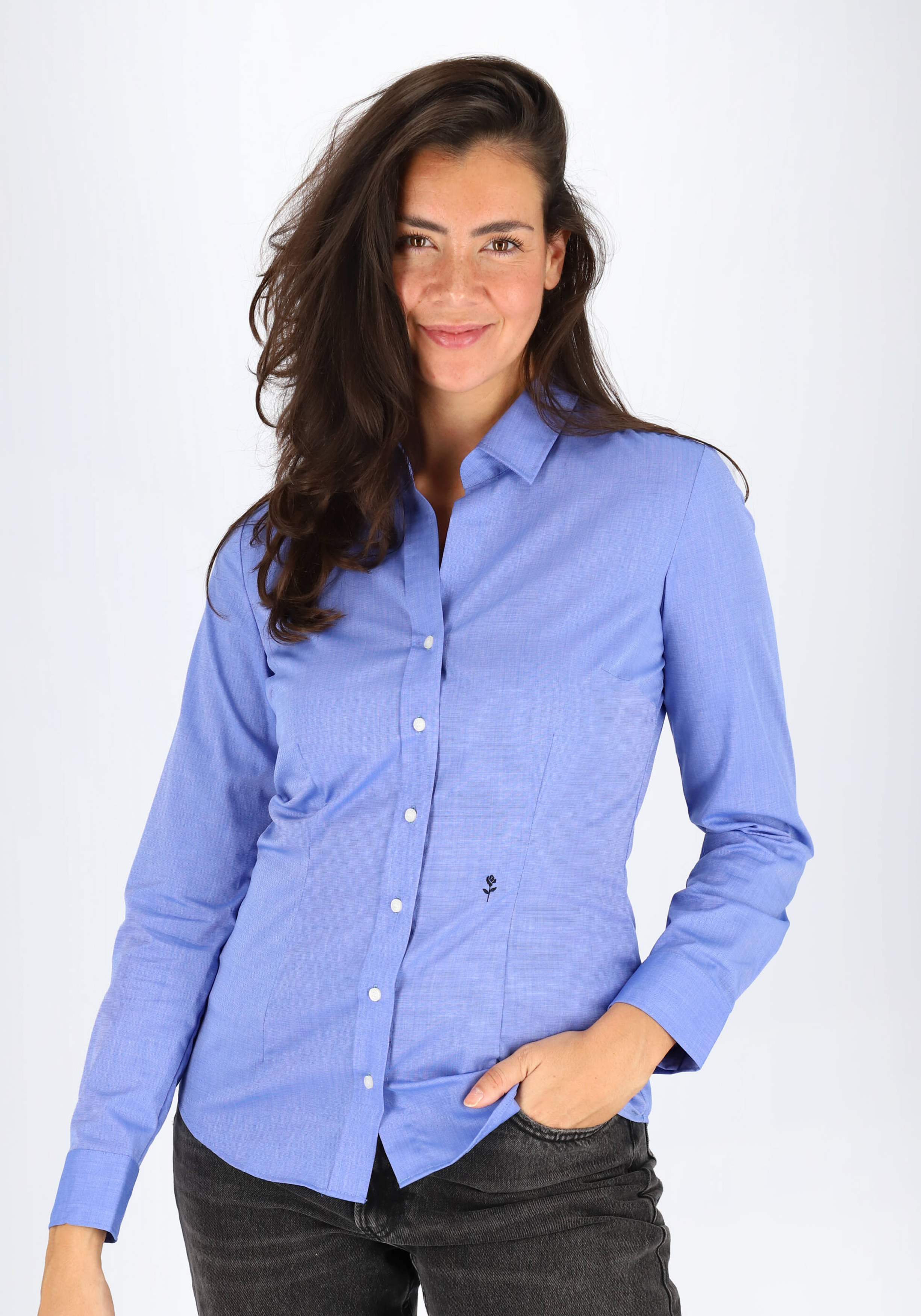 Seidensticker dames blouse slim fit, blauw