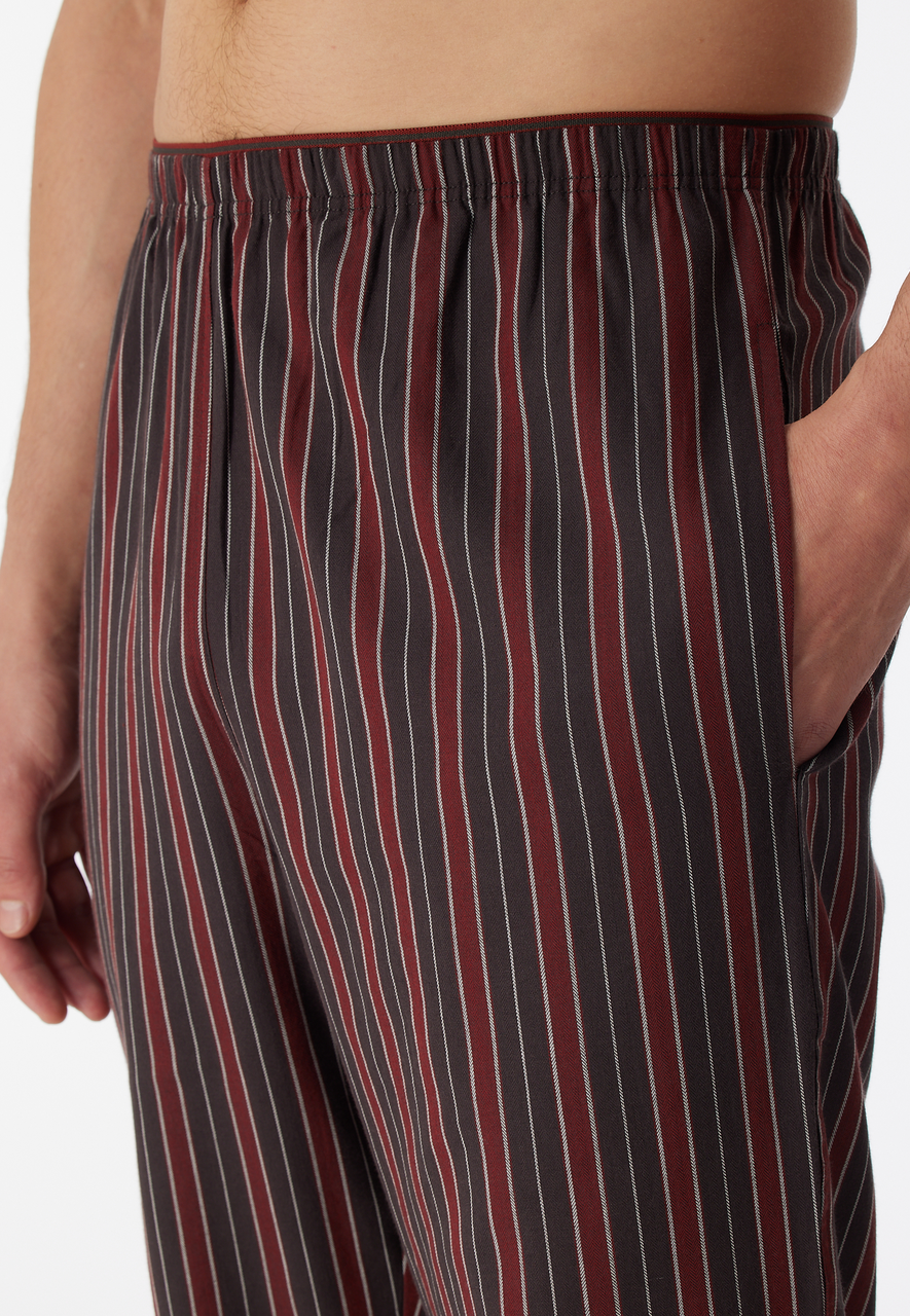 SCHIESSER selected! premium pyjamaset, heren pyjama lang biologisch katoen gestreept terracotta