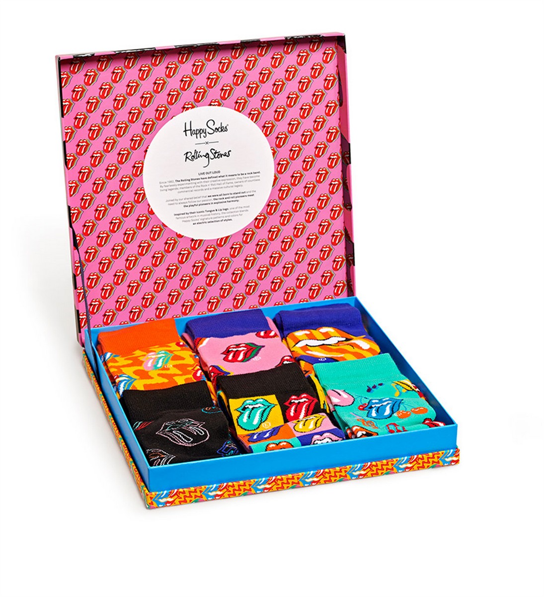 Happy Socks Rolling Stones Gift Box (6-pack), unisex sokken in cadeauverpakking