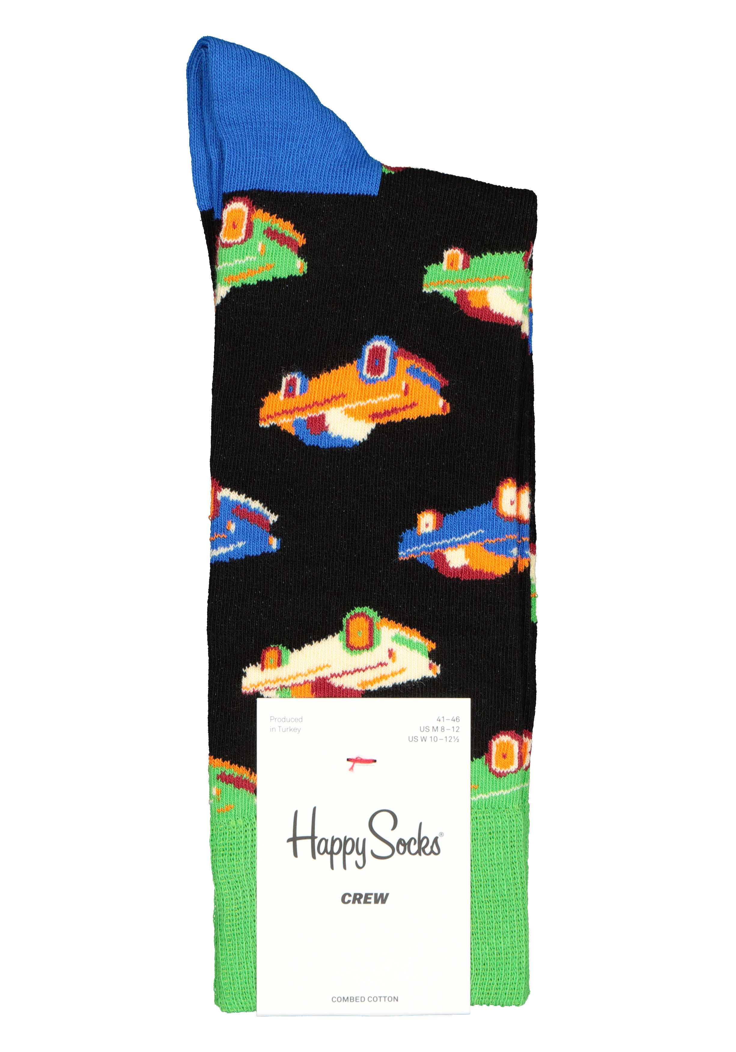 Happy Socks Car Sock, zwart met autootjes