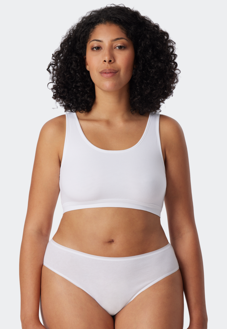 SCHIESSER 95/5 bralette (-pack), dames bustier in dubbelpack, zonder cups in biologisch katoen wit