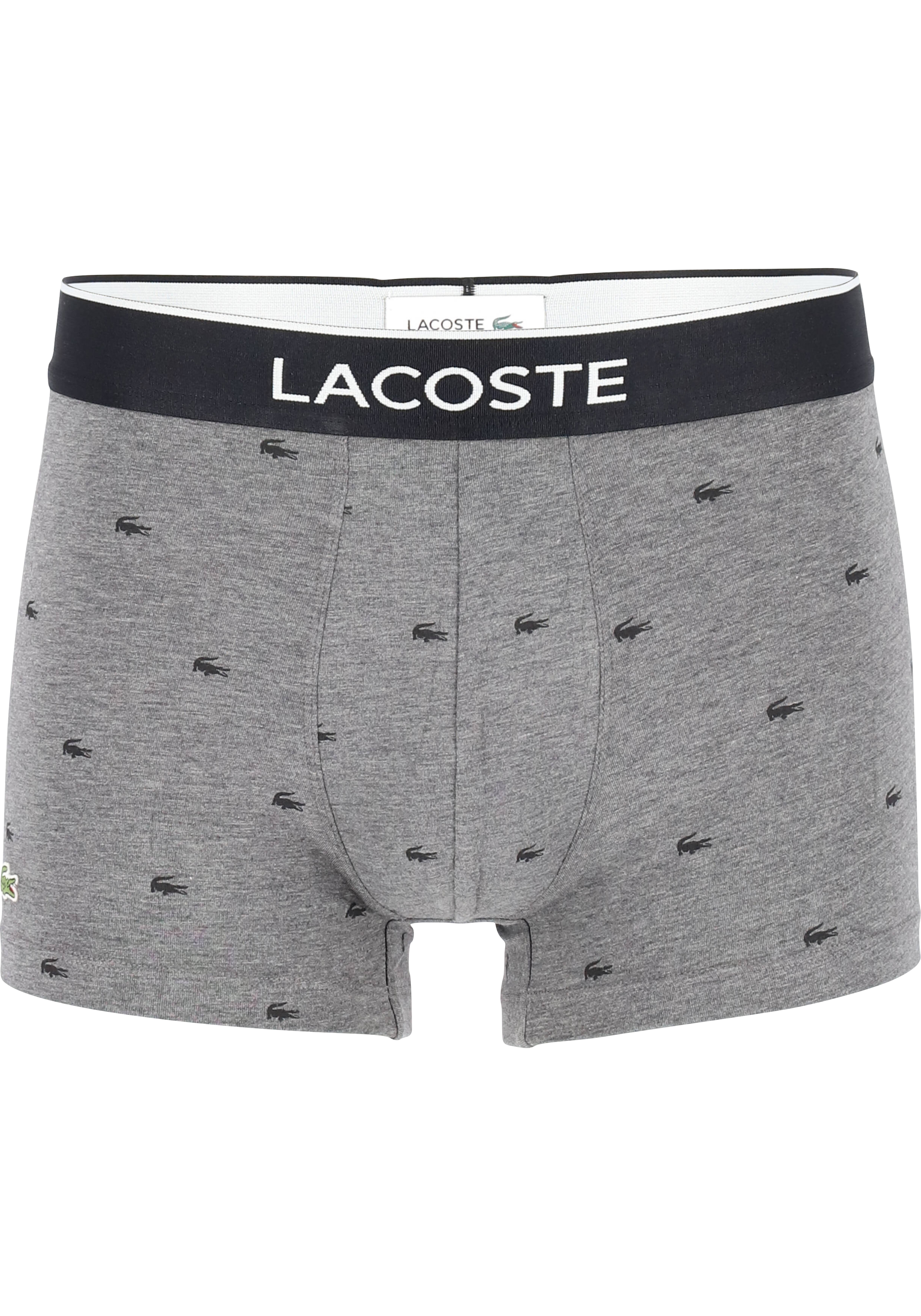 Lacoste Boxer Trunks (3-pack), heren boxers kort, grijs en antraciet met logo en uni zwart
