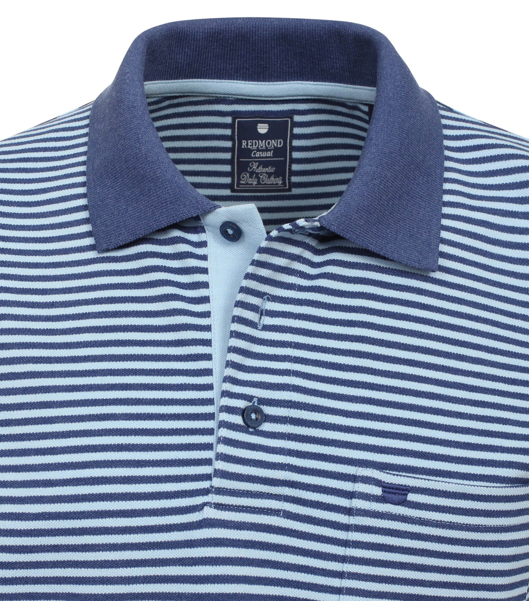Redmond regular fit heren polo, pique, blauw gestreept - 241420900-10