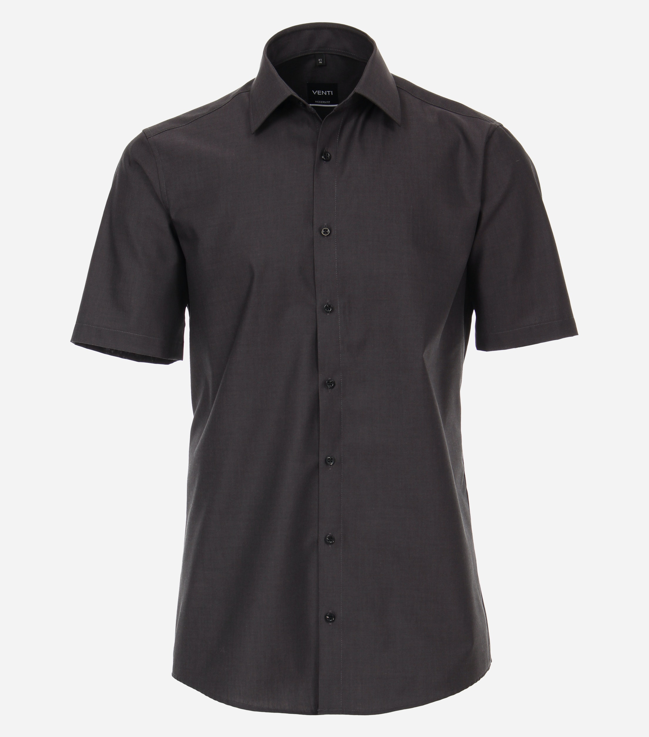 VENTI modern fit overhemd, korte mouw, popeline, grijs