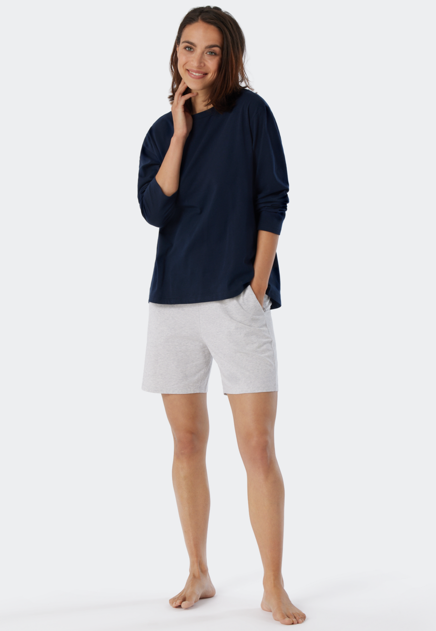 SCHIESSER Mix+Relax T-shirt, dames shirt lange mouwen donkerblauw