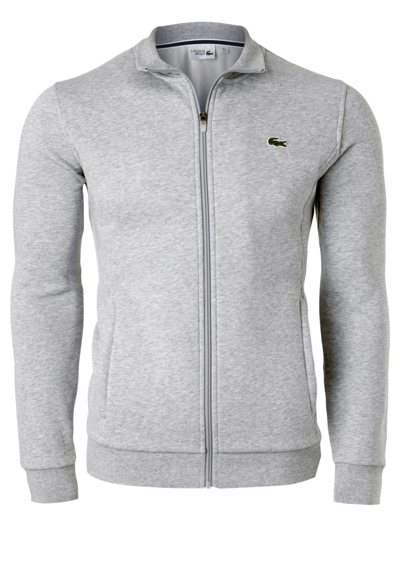 Lacoste heren sweatvest, met rits, lichtgrijs melange