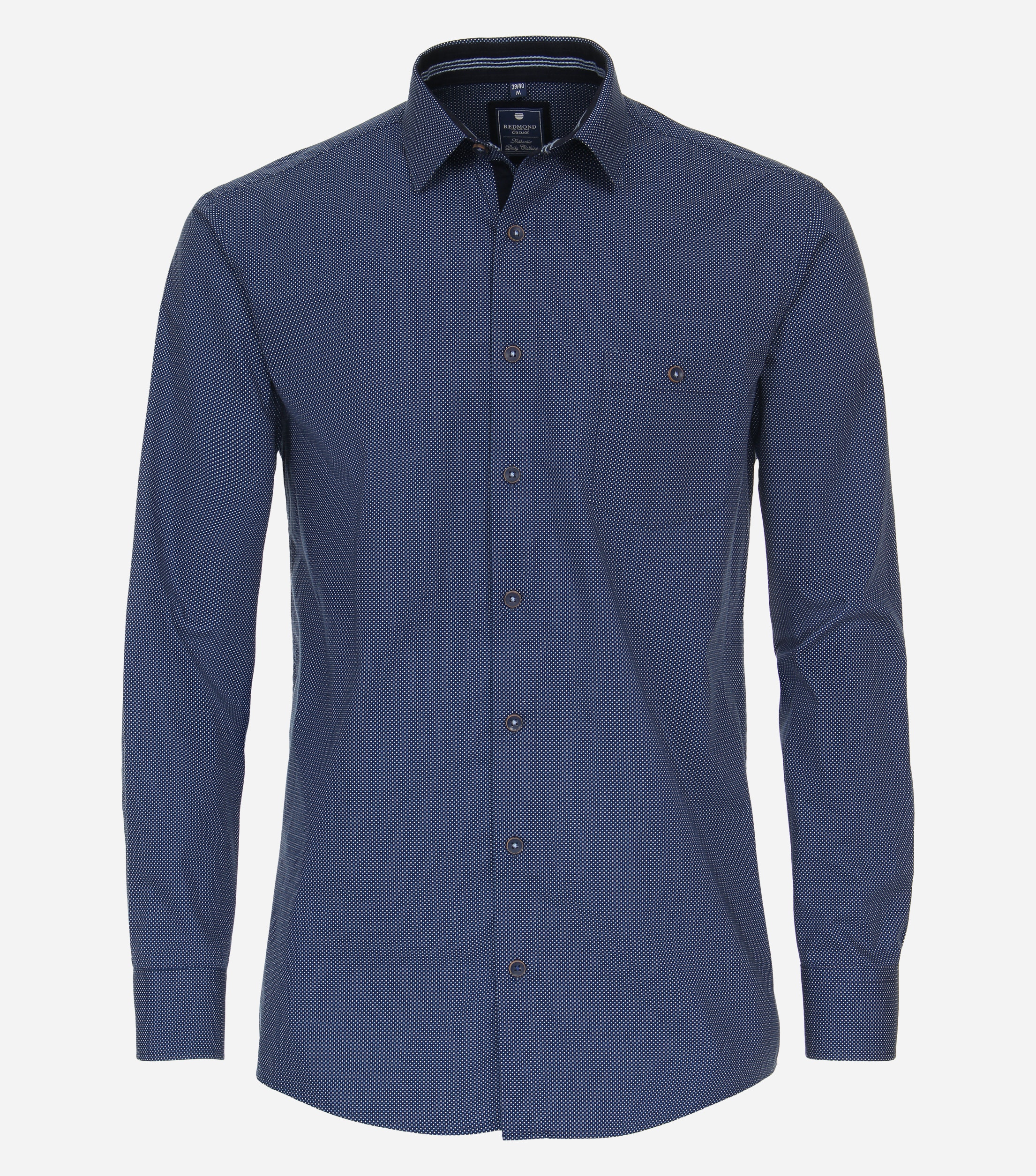 Redmond comfort fit overhemd, popeline, blauw dessin