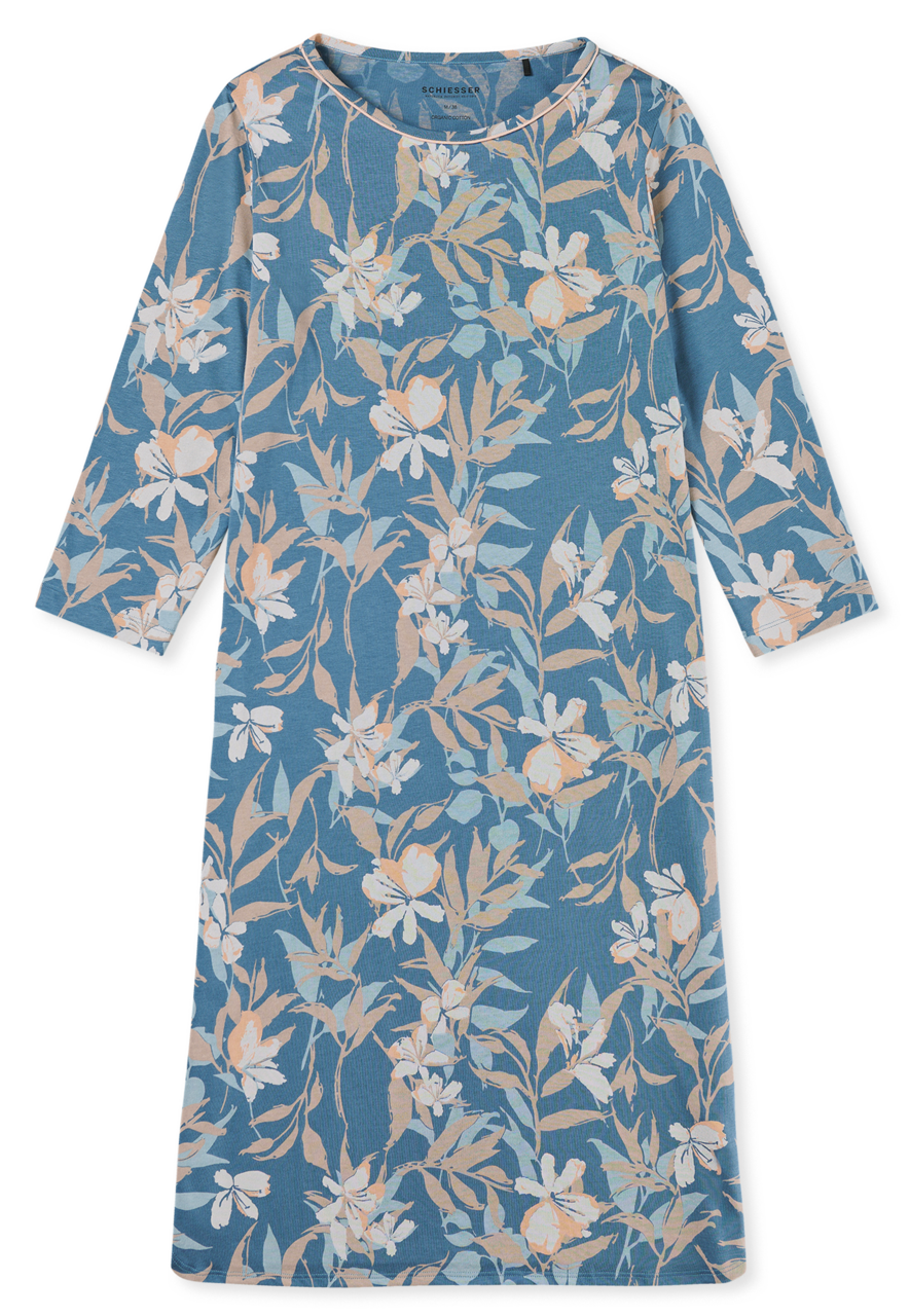 SCHIESSER Comfort Nightwear nachtkleding dames, dames nachthemd 3/4-mouwen bloemenprint multicolour
