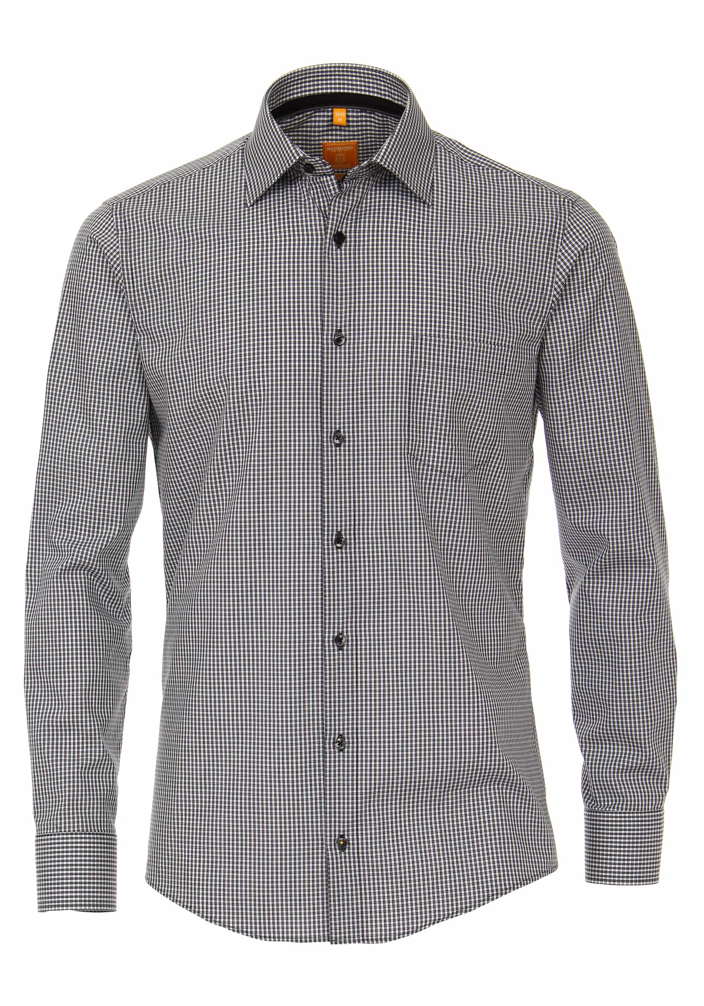 Redmond modern fit overhemd, zwart-wit geruit (contrast) 