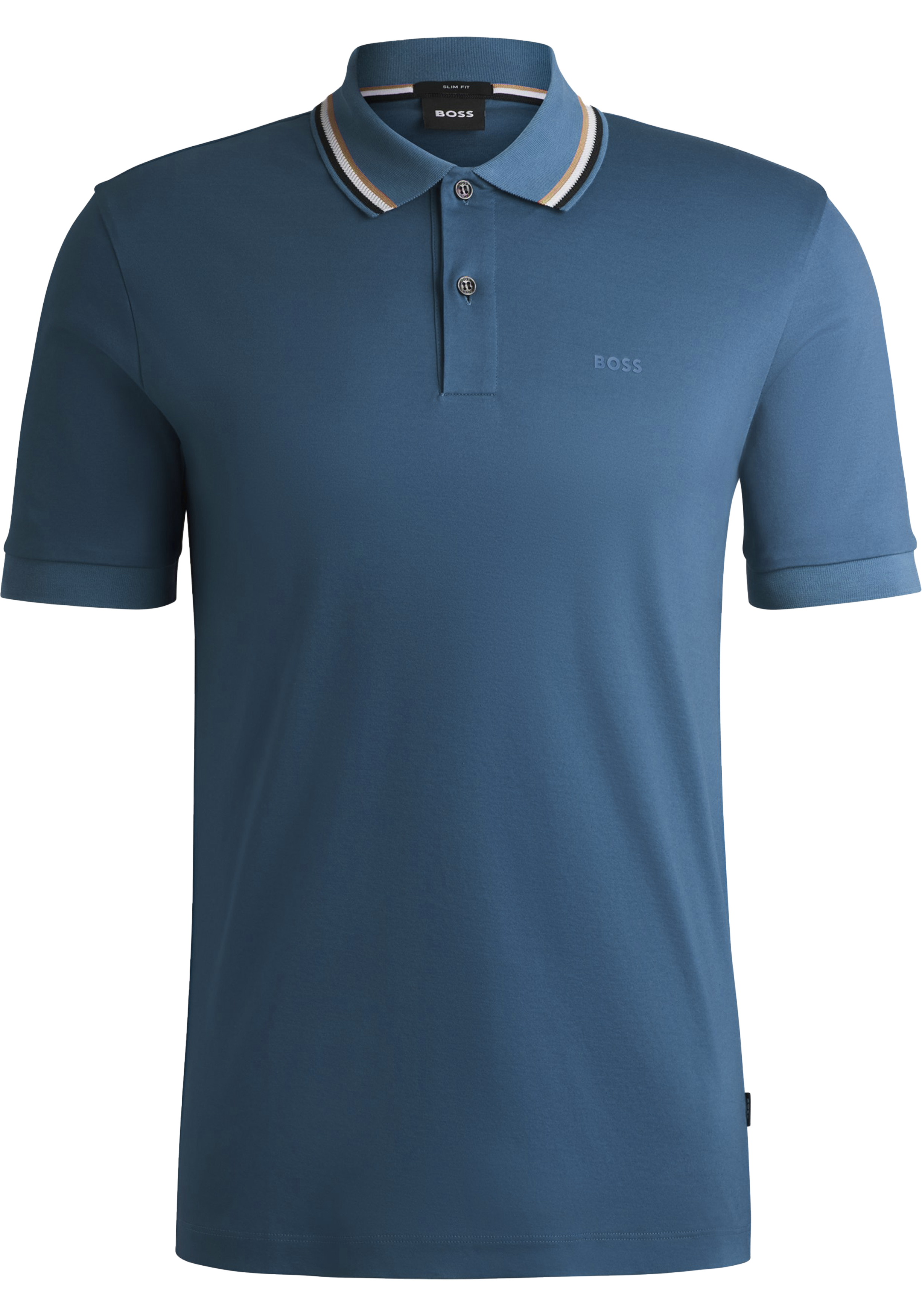BOSS Penrose slim fit polo, jersey, middenblauw