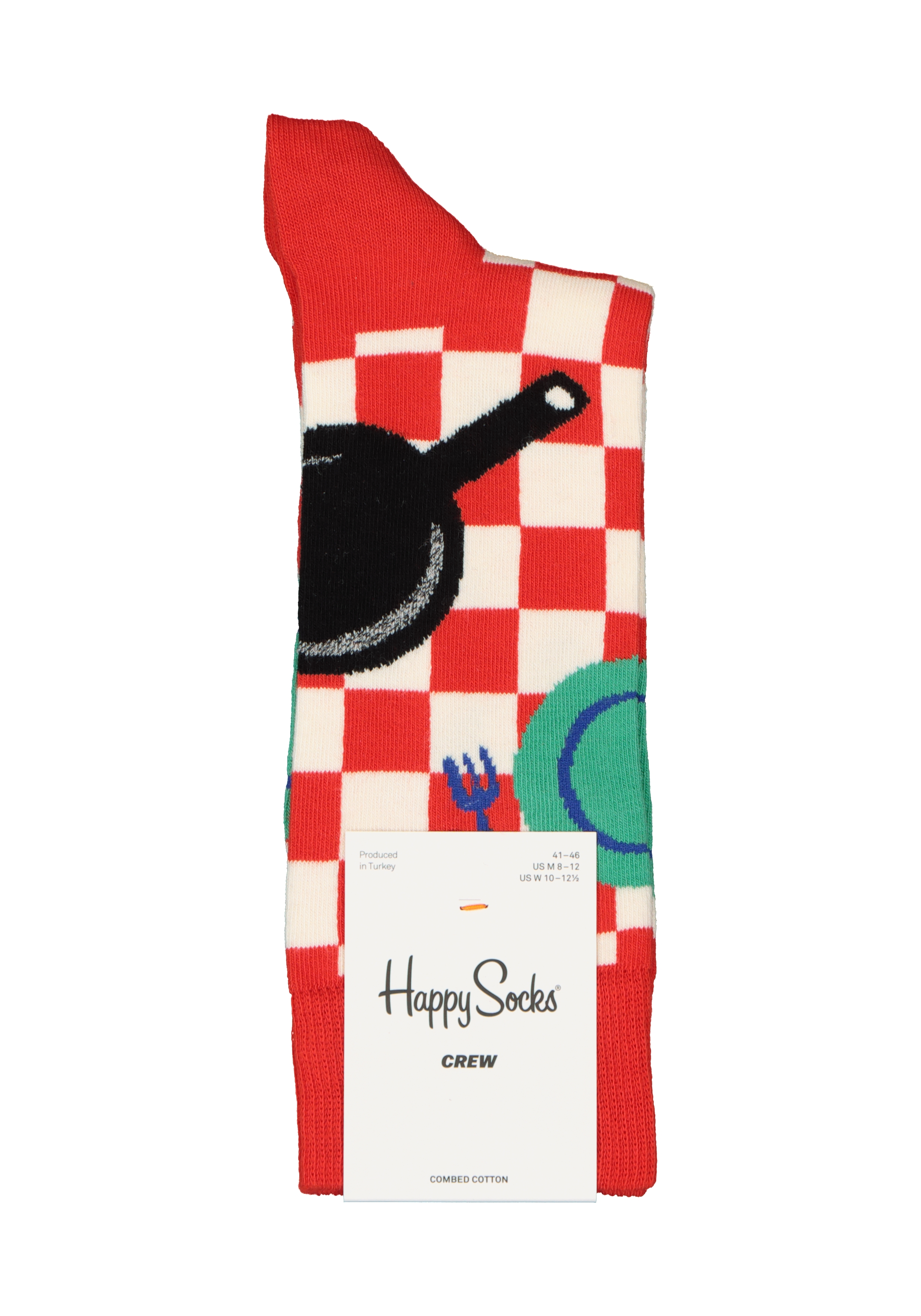 Happy Socks Early Bird Sock, unisex sokken, rood en wit met ei
