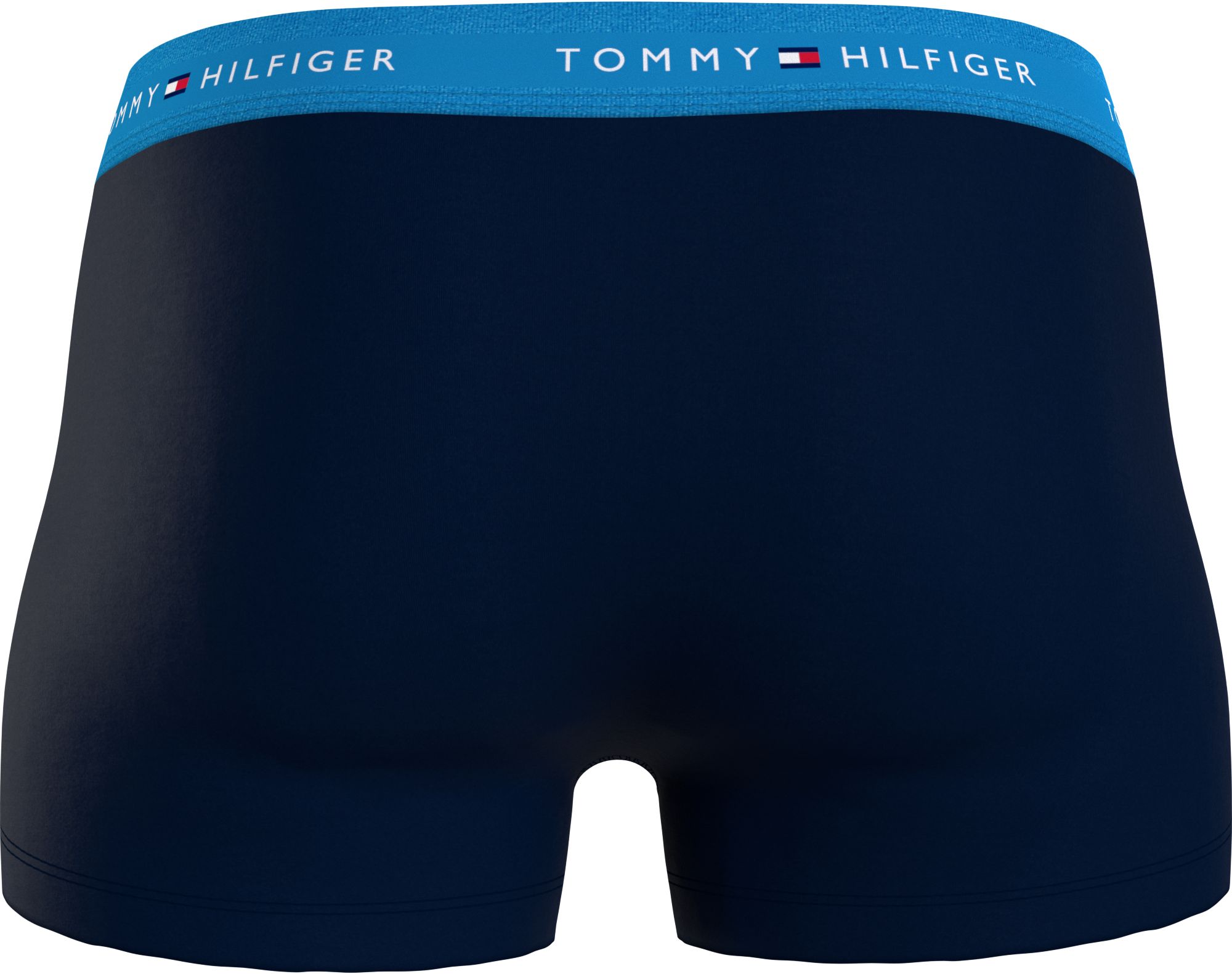 Tommy Hilfiger heren boxers normale lengte (3-pack), trunk, blauw met gekleurde tailleband