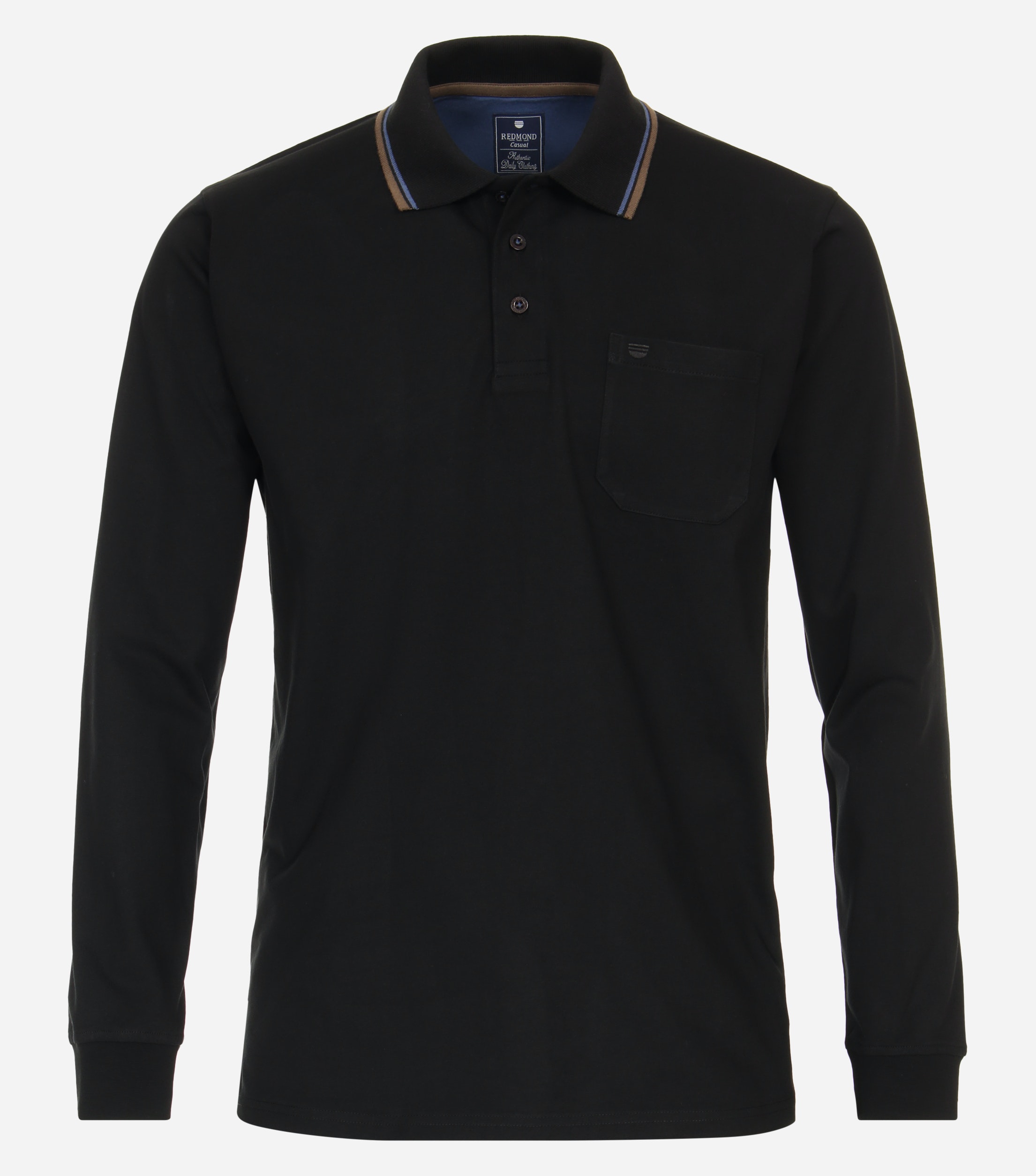Redmond heren sweatshirt sweatstof, polo kraag, zwart dessin (middeldik)