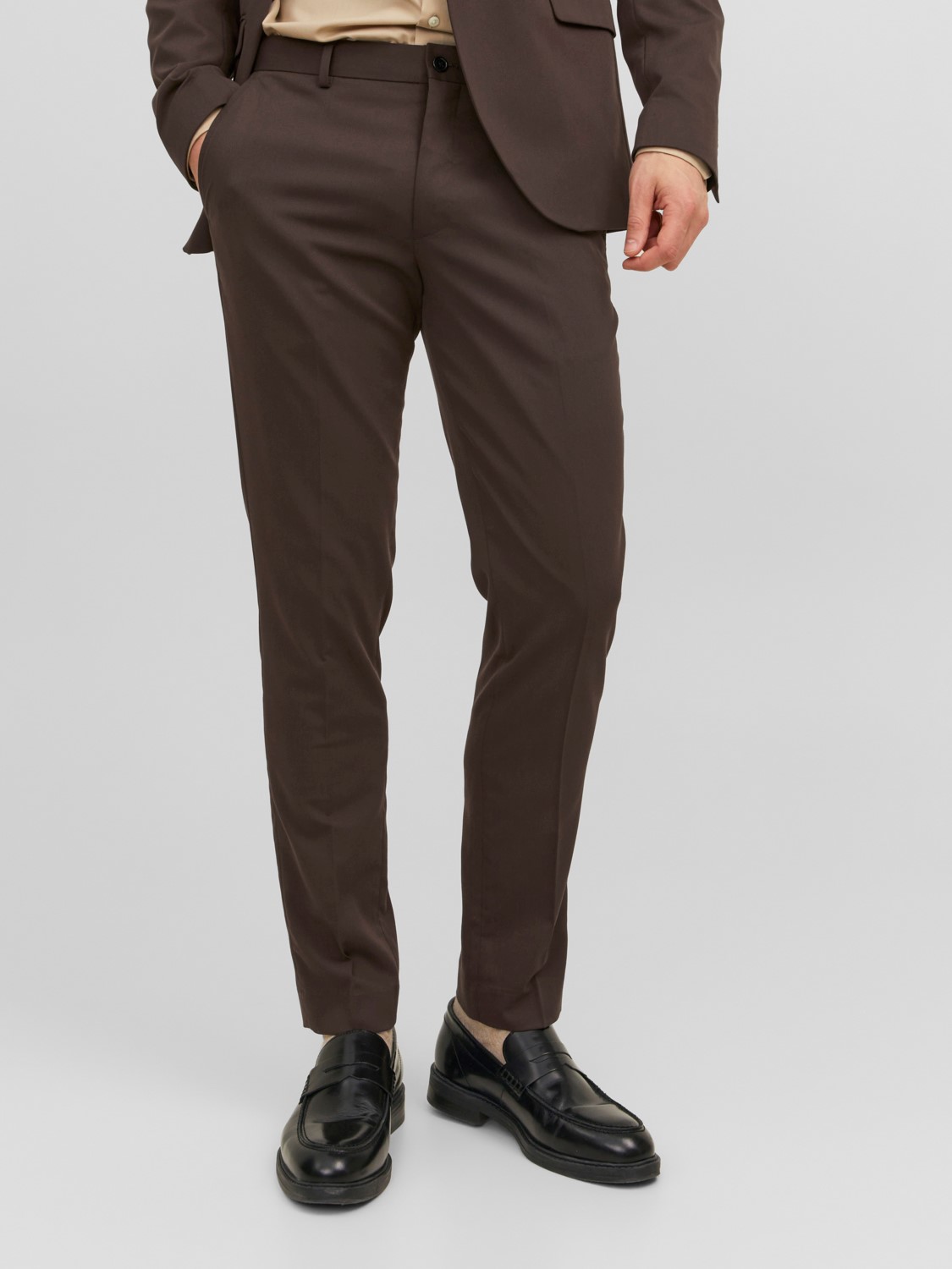 JACK & JONES Franco Trouser slim fit, heren pantalon, donkerbruin