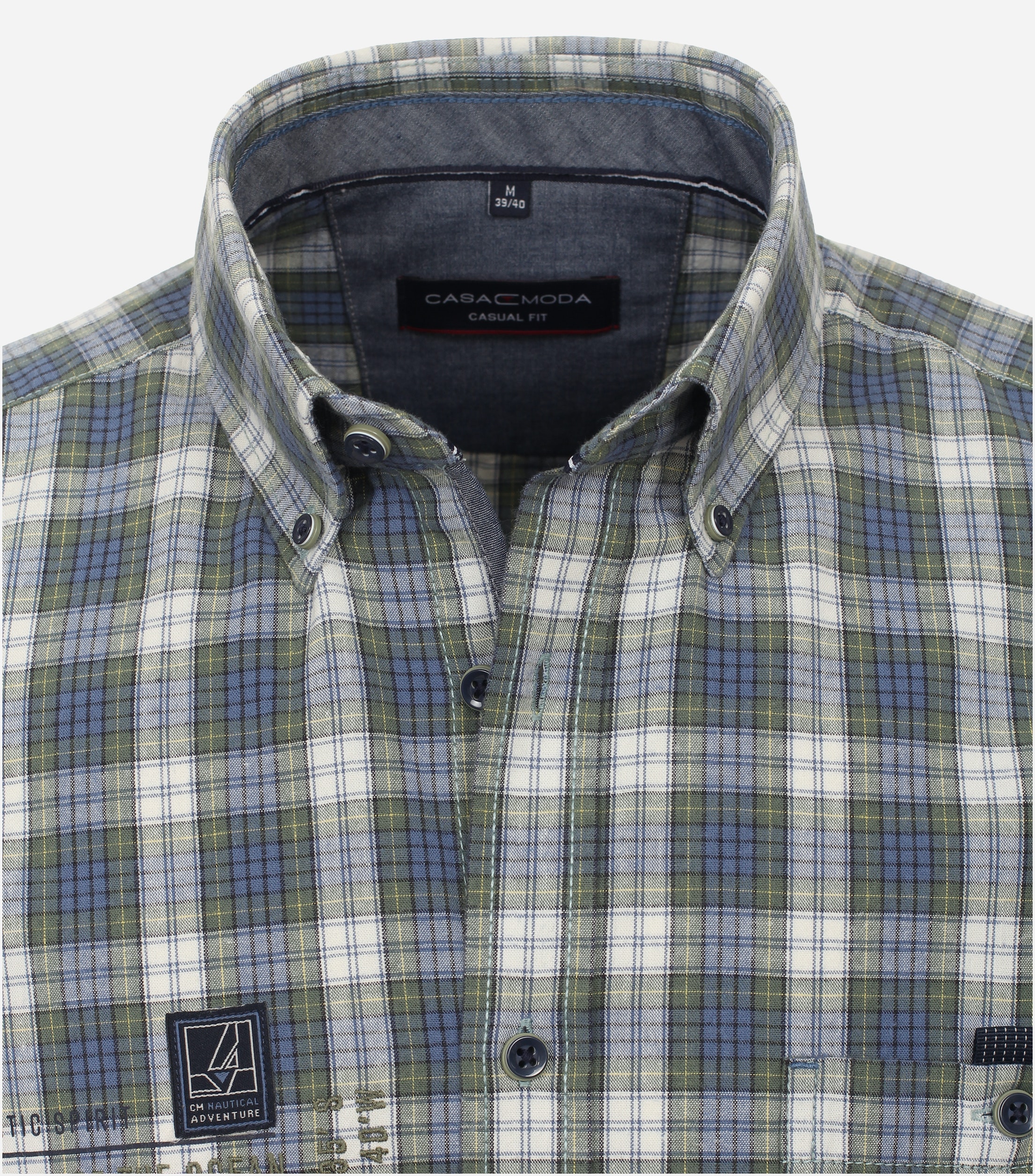 CASA MODA Sport casual fit overhemd, popeline, groen geruit